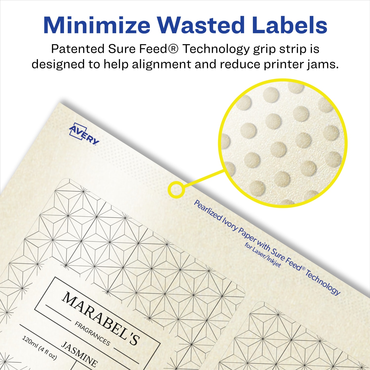 Avery Pearlized Permanent Labels With Sure Feed, 94223-PIP50, Rectangle, 4in x 3-1/3in, Ivory, Pack Of 200 Labels - Image 5