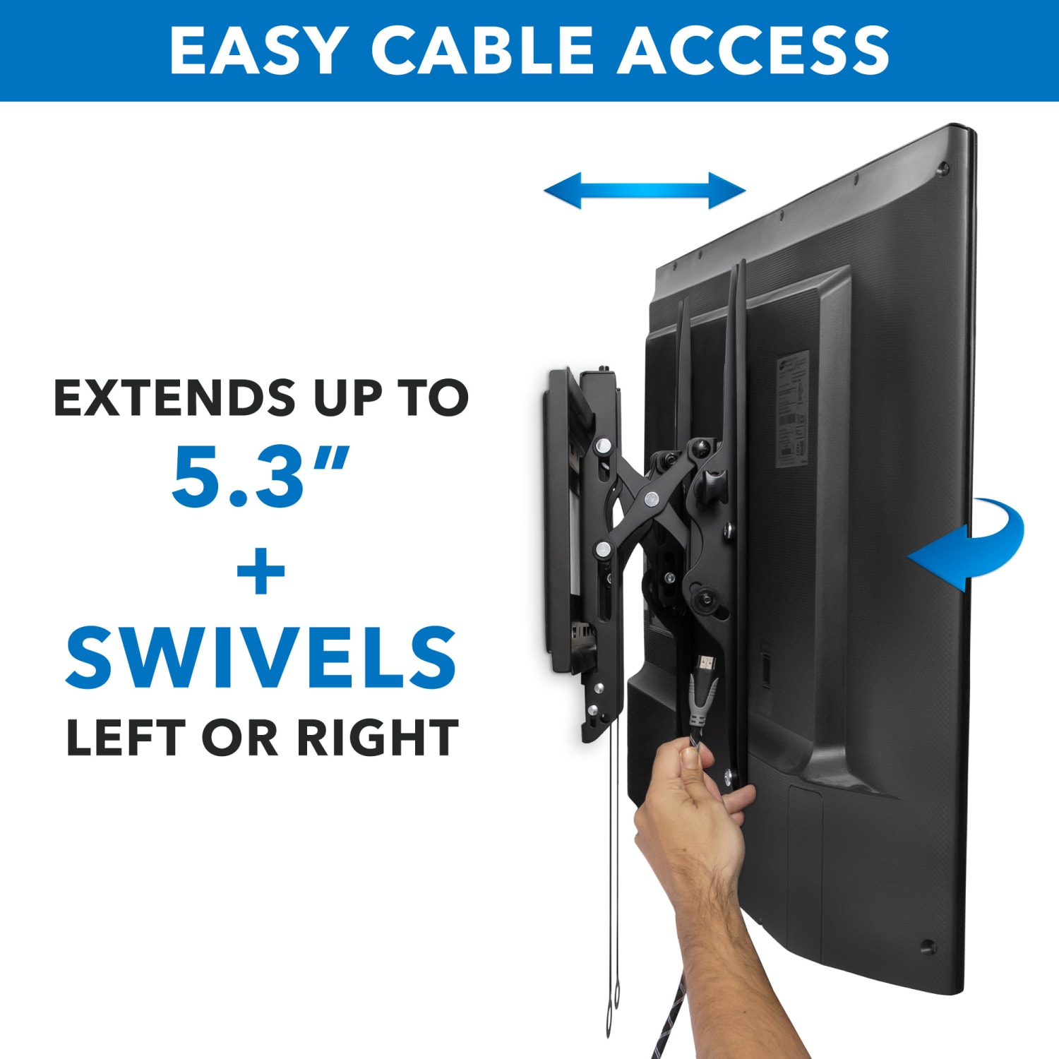 Mount-It! Advanced Tilt Premium TV Wall Mount For Screens 37 - 80in, 8-13/16inH x 28inW x 3-3/4inD, Black - Image 5