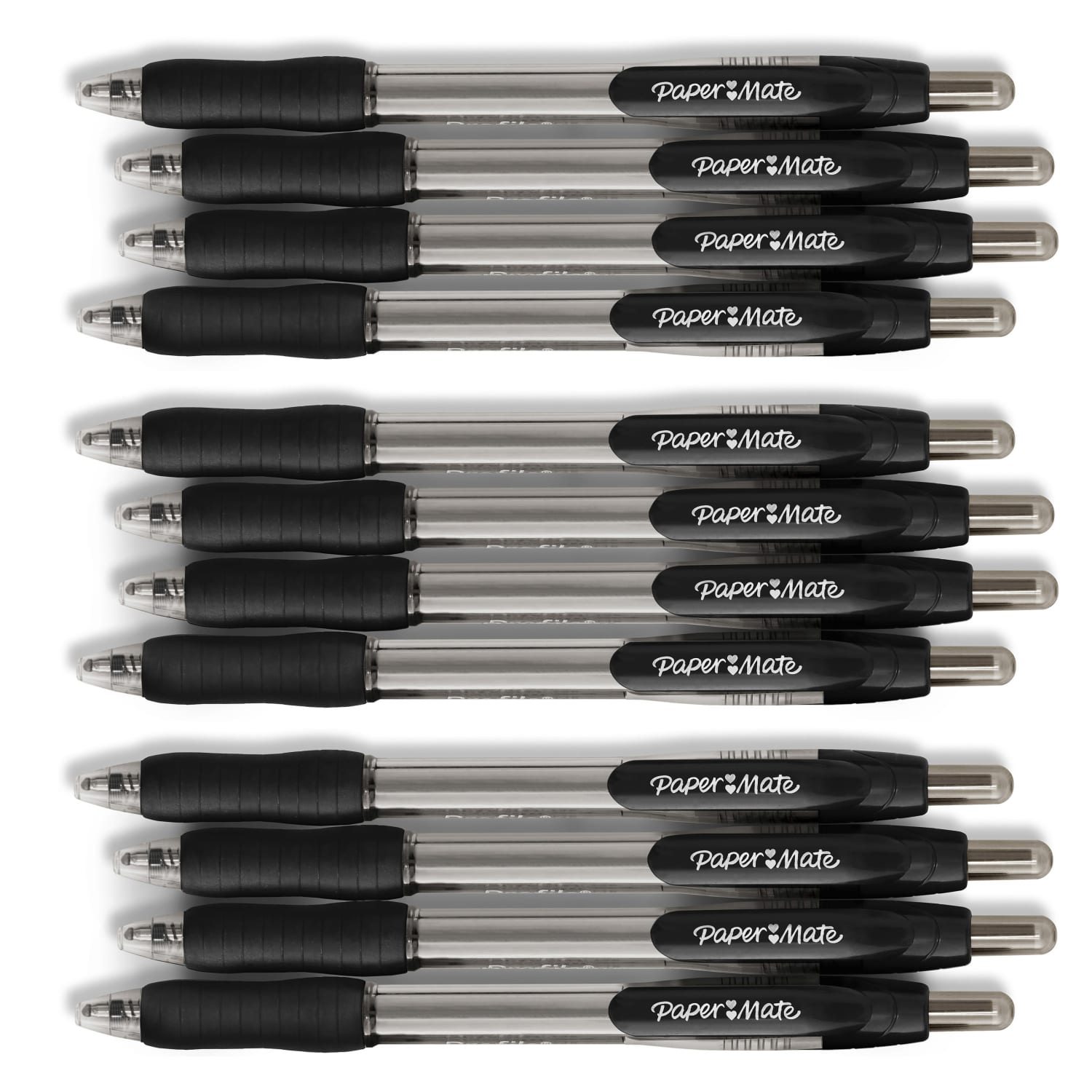 Paper Mate Profile Retractable Ballpoint Pens, Bold Point, 1.4 mm, Translucent Black Barrel, Black Ink, Pack Of 12 - Image 3
