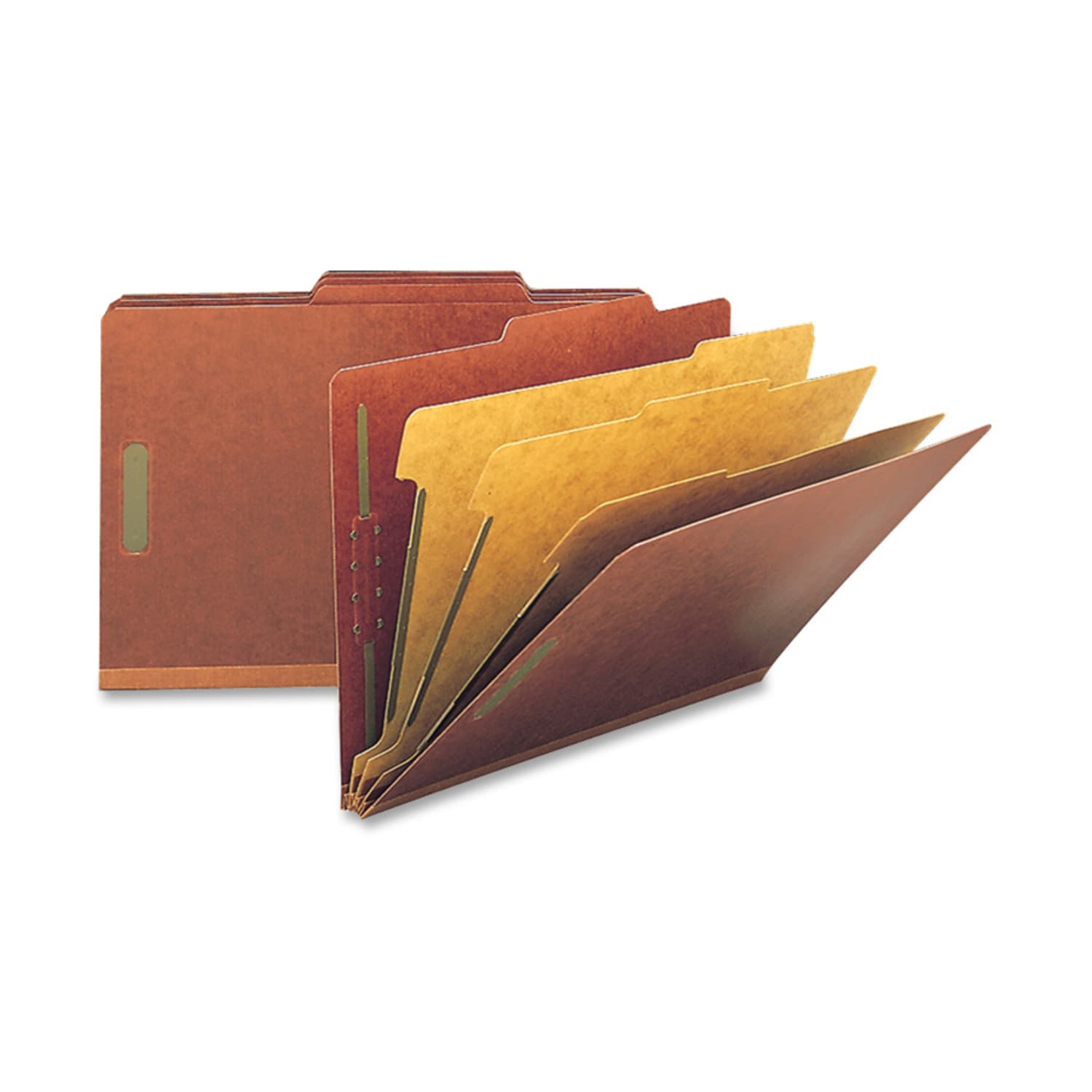 Smead Classification Folders, With SafeSHIELD Coated Fasteners, 3 Dividers, 3in Expansion, Legal Size, 100% Recycled, Red, Box Of 10 - Image 3