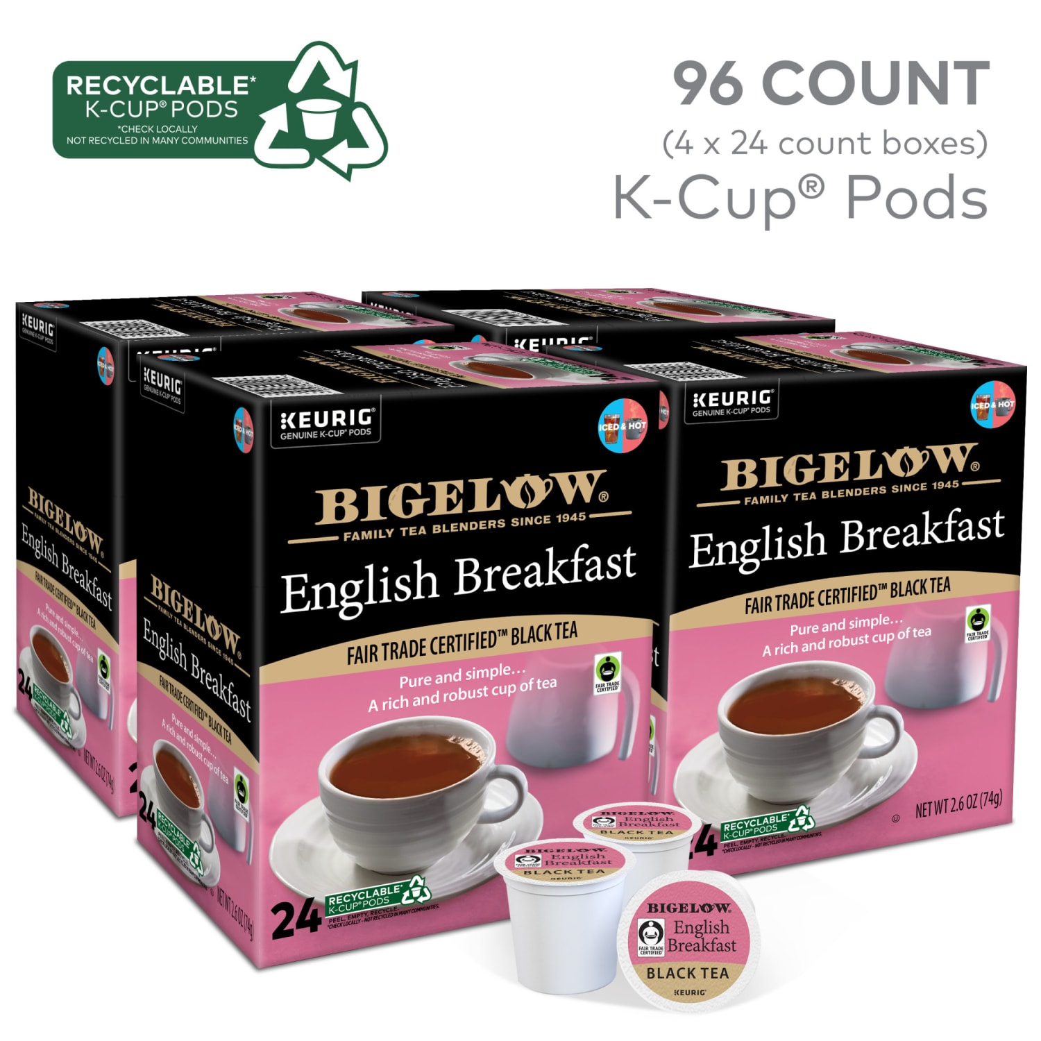 Bigelow English Breakfast Tea Keurig Single-Serve K-Cup Pods, 96 Count (4 Boxes of 24) - Image 4