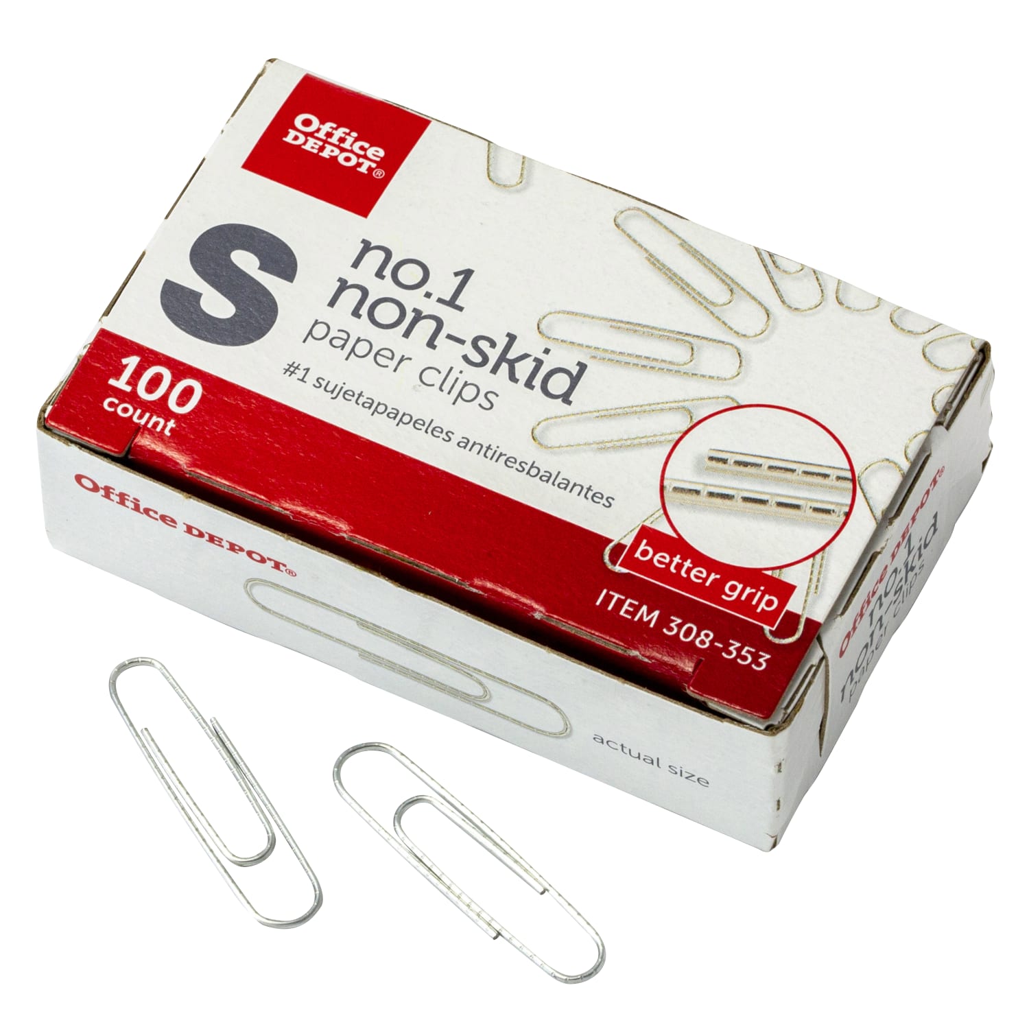 Office Depot Brand Non-Skid Paper Clips, No. 1, Small, Silver, Pack Of 10 Boxes, 100 Per Box, 1000 Total - Image 4