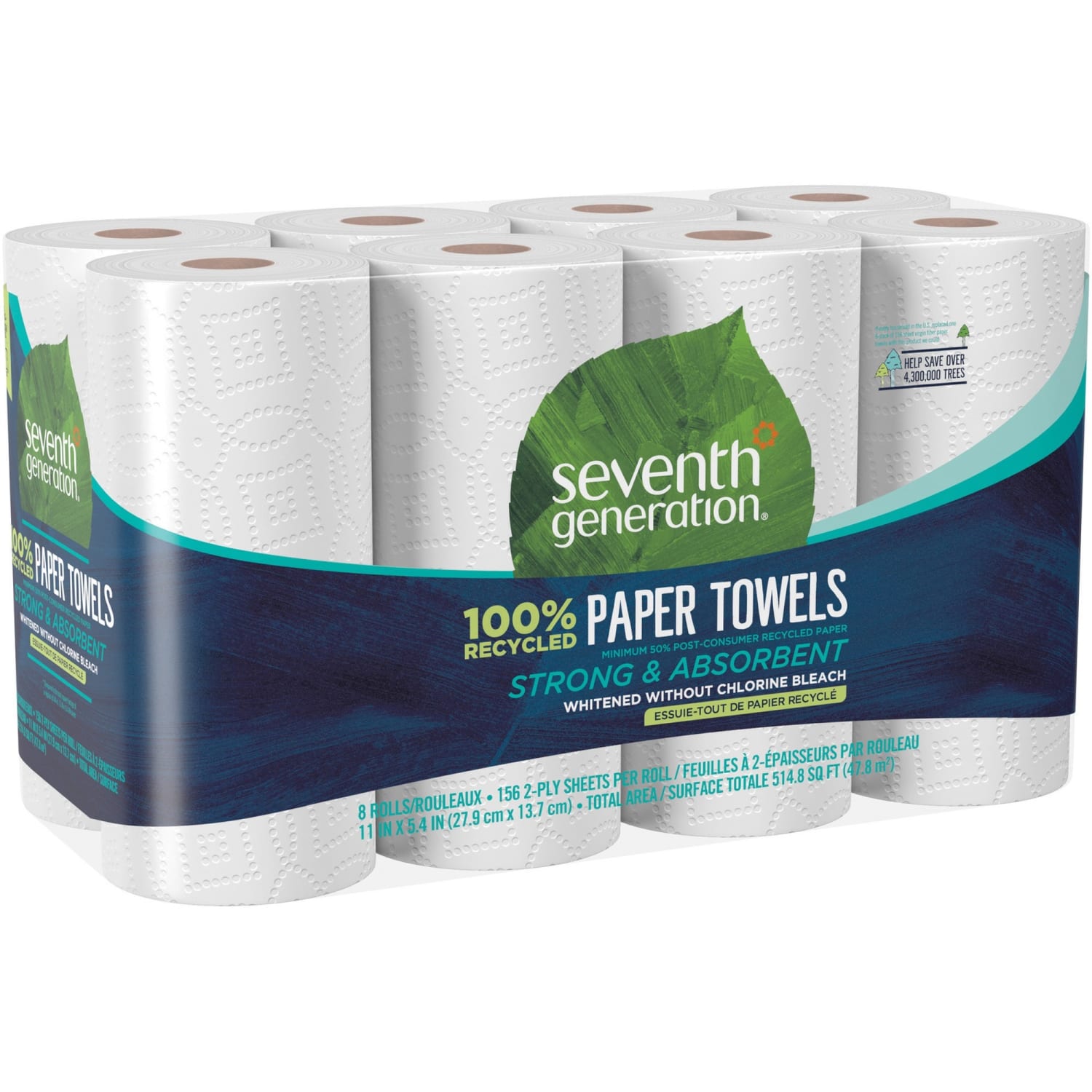Seventh Generation 2-Ply Paper Towels, 100% Recycled, 156 Sheets Per Roll, Pack Of 8 Rolls - Image 6