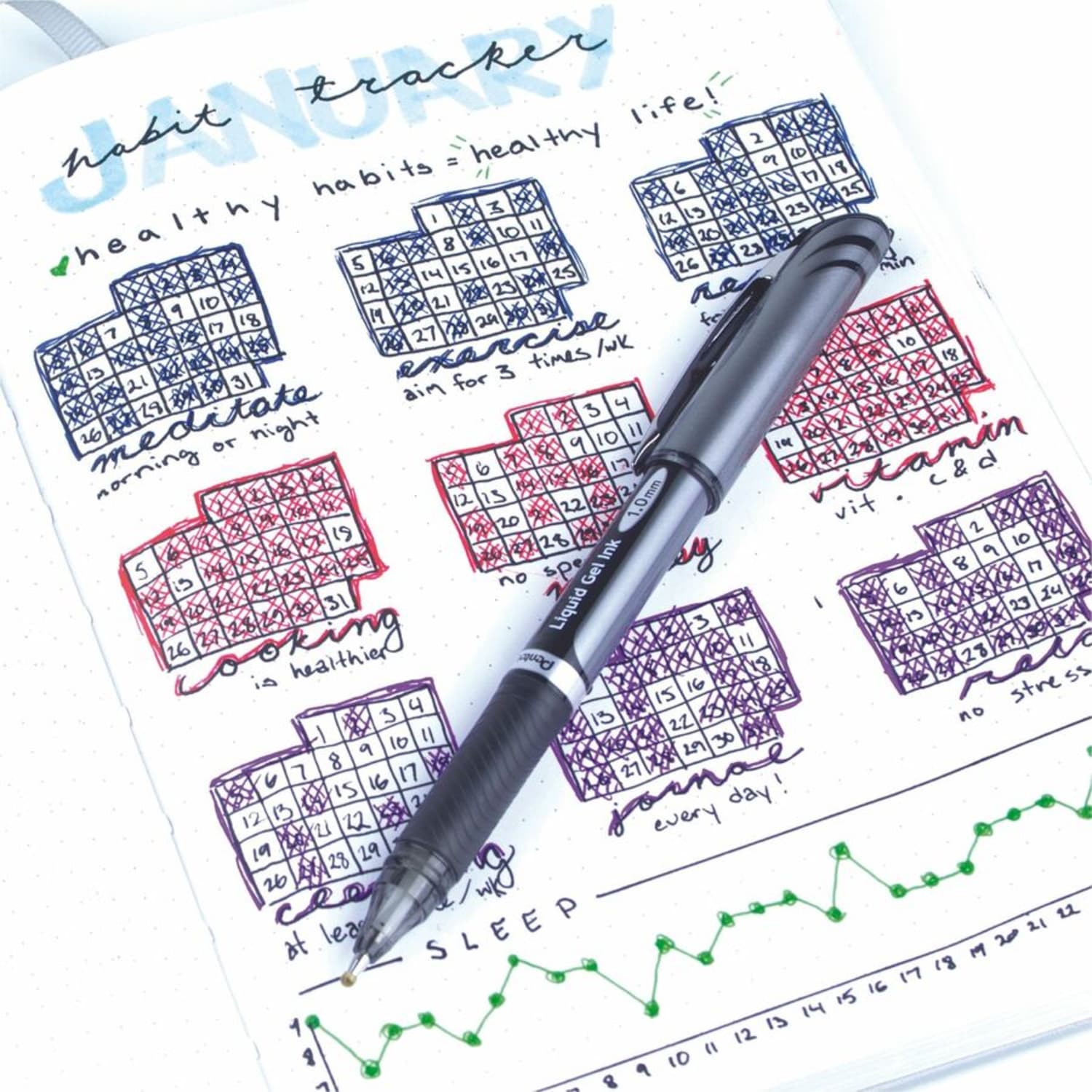 Pentel EnerGel Deluxe Liquid Gel Pen, Bold Point, 1.0 mm, Silver Barrel, Black Ink - Image 3