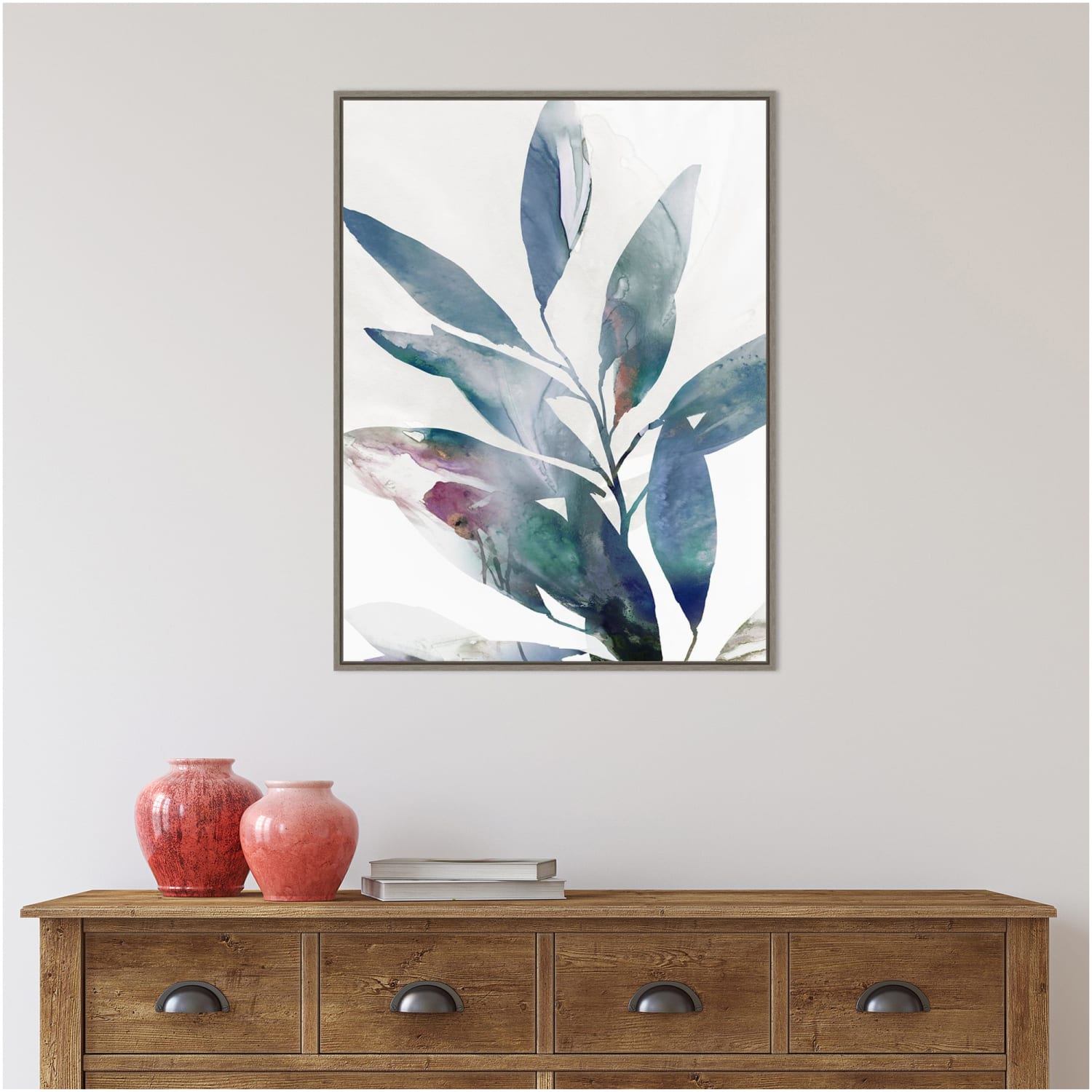 Amanti Art Indigo Sprig II (Leaves) by Isabelle Z Framed Canvas Wall Art Print, 23in x 30in, Graywash - Image 5