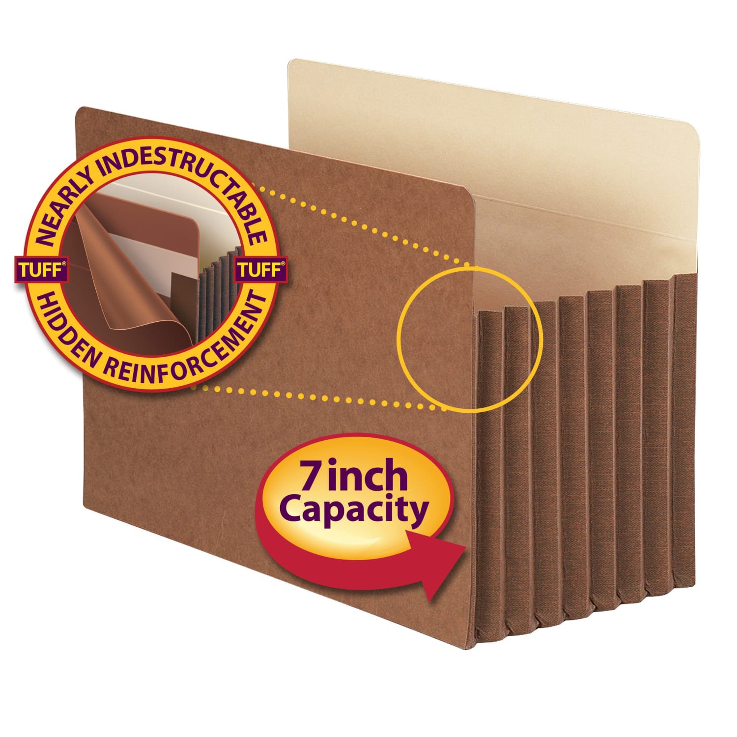 Smead TUFF Pocket File Pockets, 7in Expansion, 9 1/2in x 14 3/4in, 30% Recycled, Redrope, Pack Of 5 - Image 3