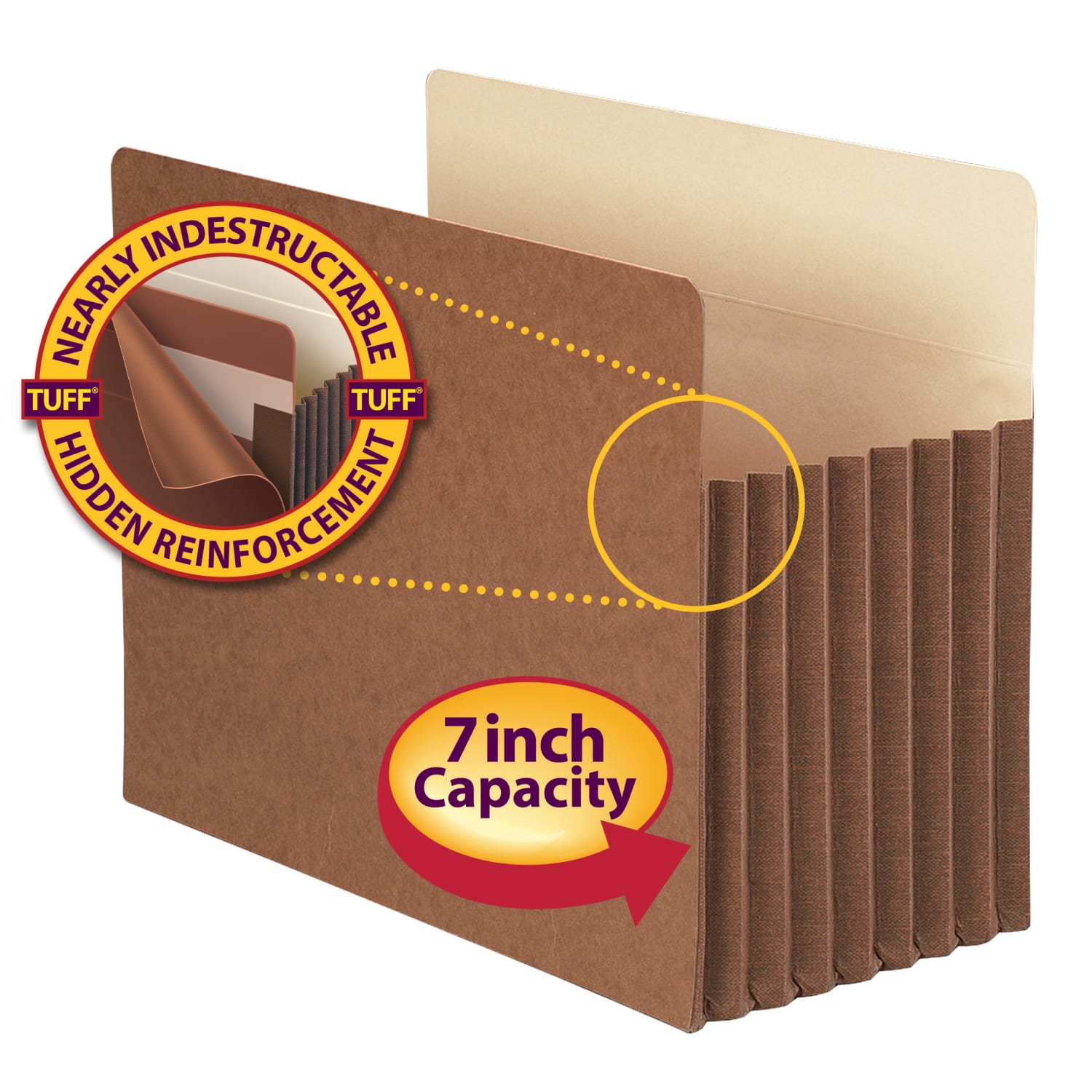 Smead TUFF Pocket File Pockets, 7in Expansion, 9 1/2in x 11 3/4in, 30% Recycled, Redrope, Pack Of 5 - Image 3