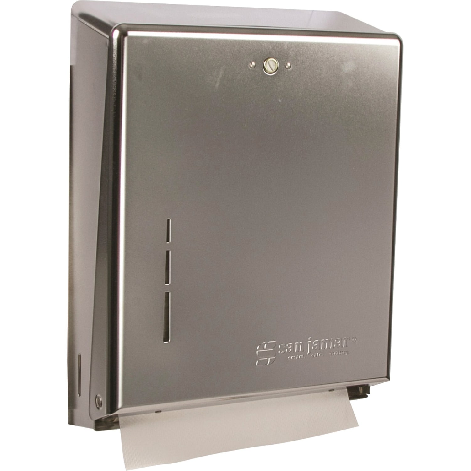 San Jamar C-Fold/Multifold Towel Dispenser, 14 3/4inH x 11 3/8inW x 4inD, Chrome - Image 3