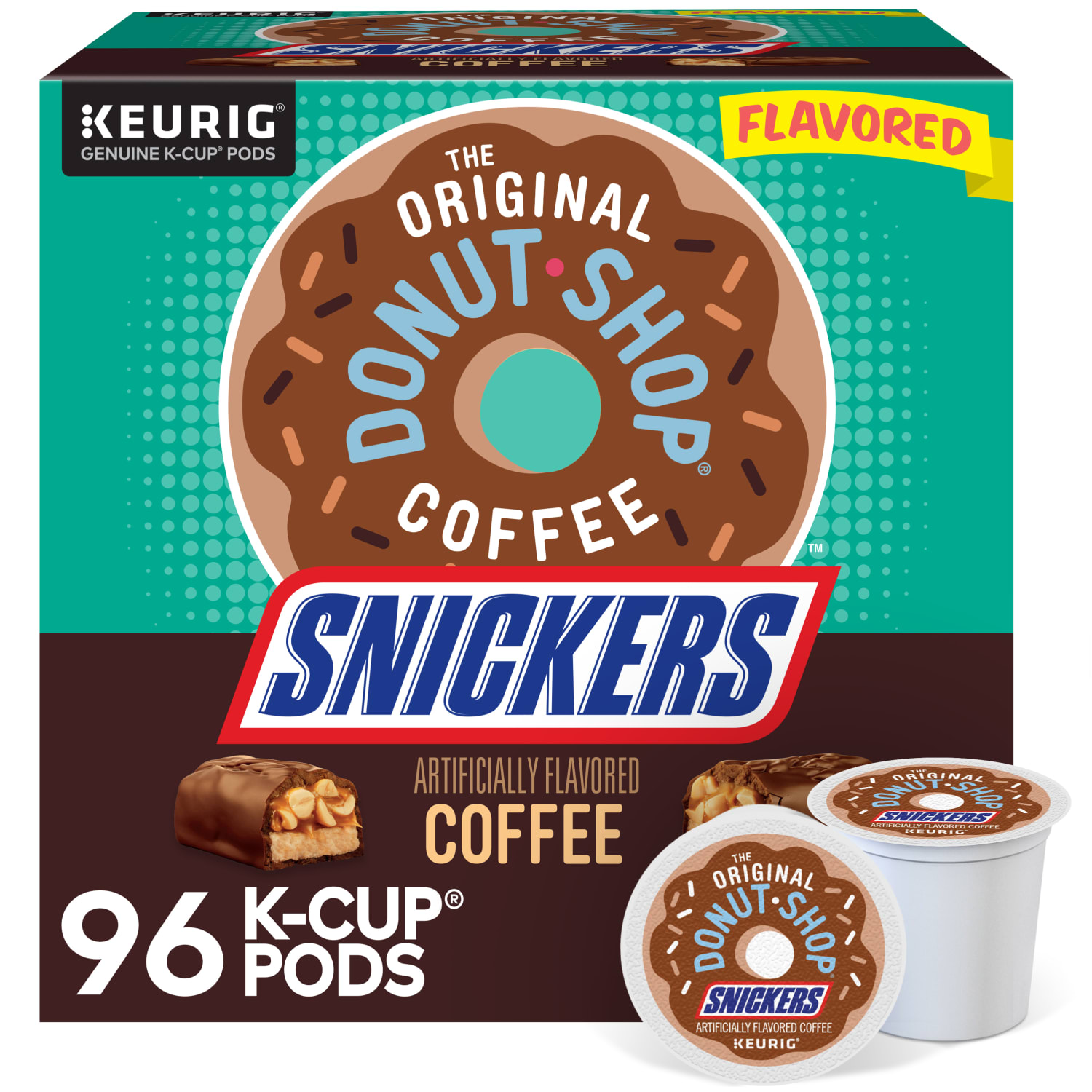The Original Donut Shop Snickers Coffee Keurig Single Serve K-Cup Pods, 24 Pods Per Pack, Case Of 4 Packs