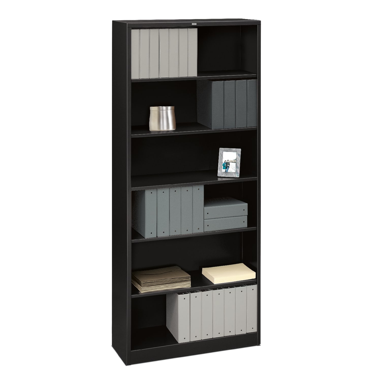 HON Brigade 6 Shelf Transitional Modular Shelving Bookcase,81-1/8inH x 34-1/2inW x 12-5/8inD, Black - Image 3