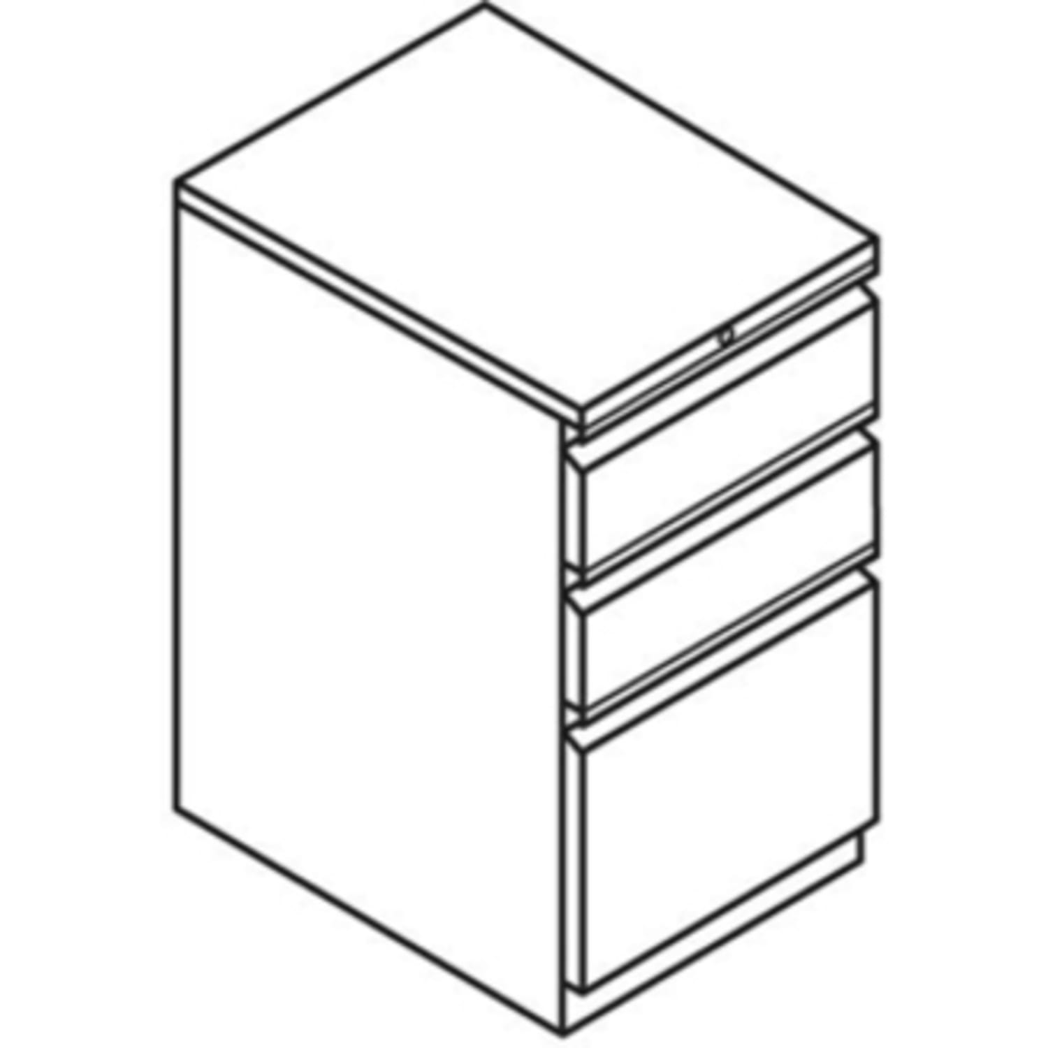 HON Efficiencies 19-7/8inD Vertical 3-Drawer Mobile Pedestal File Cabinet, Putty - Image 3