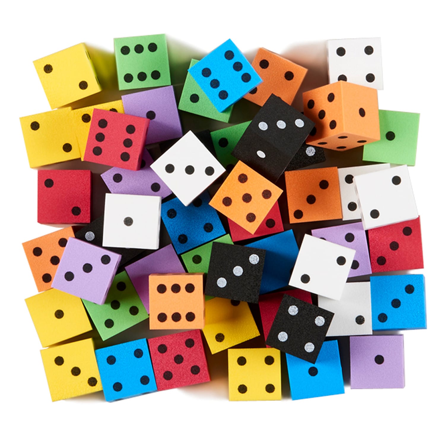 Koplow Games Foam Spot Dice, 1in, Assorted Colors, Bag Of 50