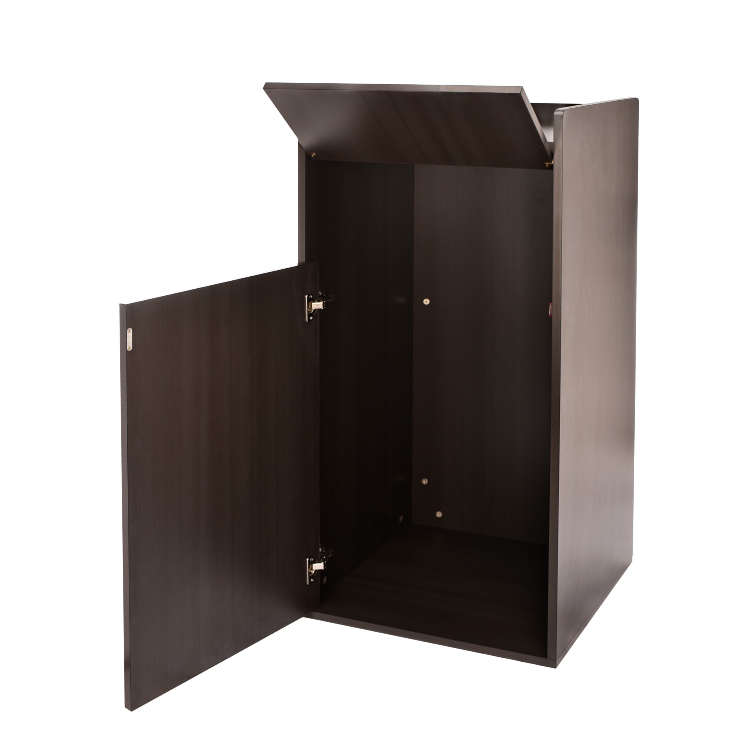 Alpine Industries Wood Commercial Tray Top Trash Can Enclosure, 40 Gallon, Black - Image 5