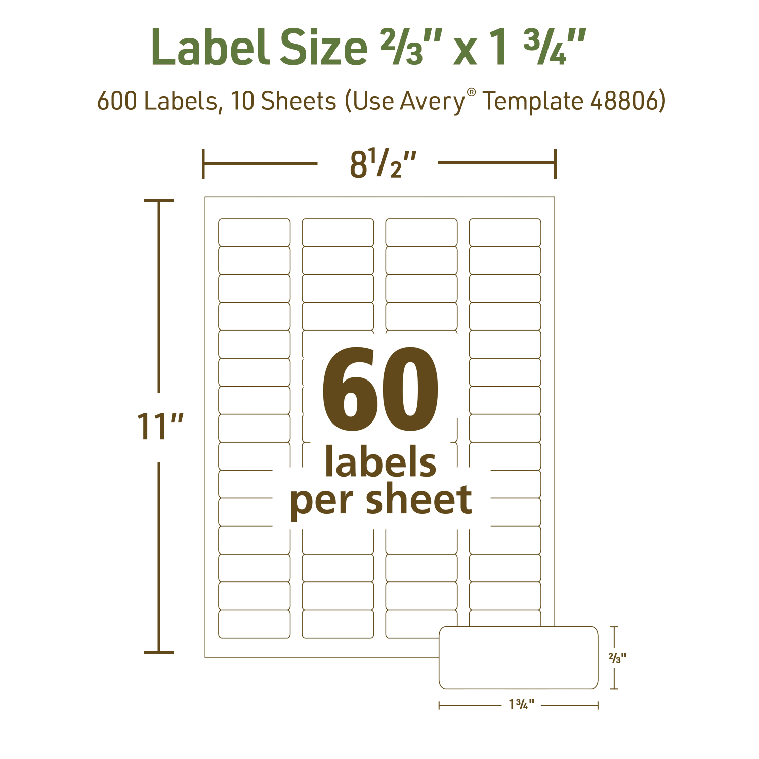 Avery EcoFriendly Recycled Labels, Rectangle, 2/3in x 1-3/4in, Matte White, Pack Of 600 - Image 6