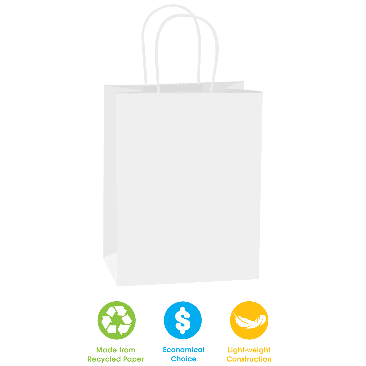 Partners Brand Paper Shopping Bags, 10inW x 5inD x 13inH, White, Case Of 250 - Image 3