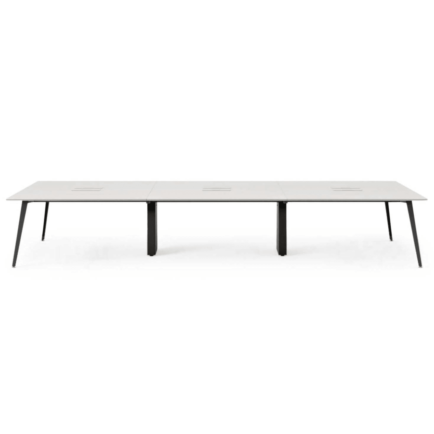 Branch Furniture 144inW 6-Person Computer Desk, White Top/Charcoal Leg