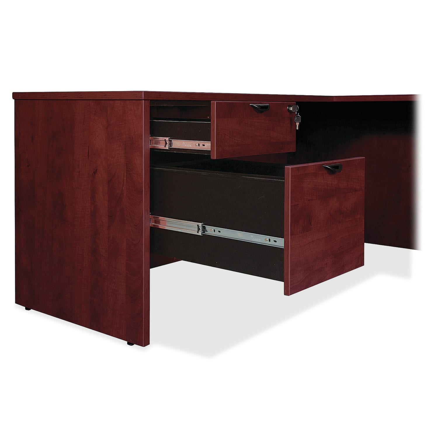 Lorell Prominence 2.0 72inW Left-Pedestal Credenza Computer Desk, Mahogany - Image 4