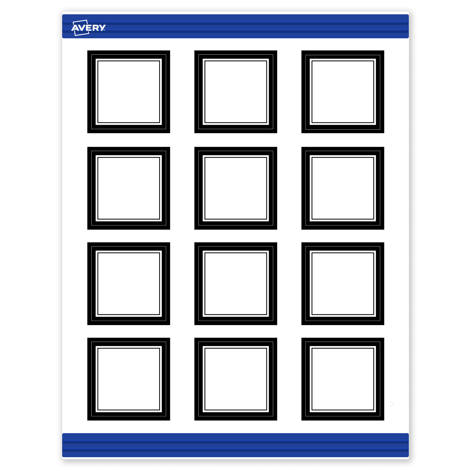 Avery Printable Cards With Sure Feed Technology, 2in x 2in, Matte White With Black Border, Pack Of 120