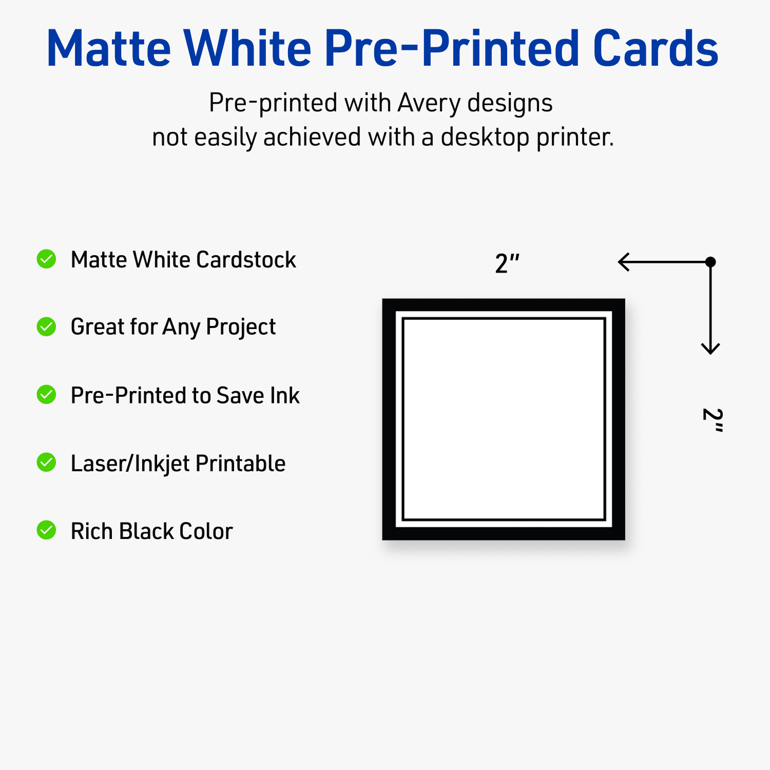 Avery Printable Cards With Sure Feed Technology, 2in x 2in, Matte White With Black Border, Pack Of 120 - Image 4