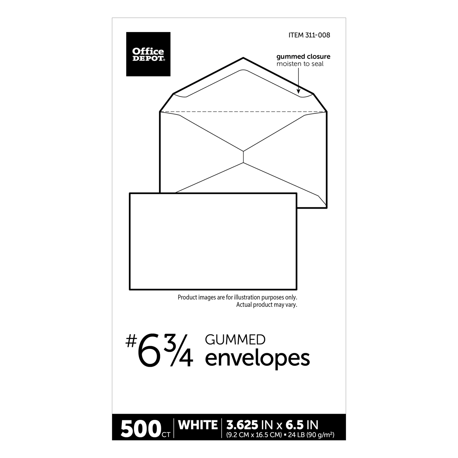 Office Depot Brand Envelopes, 3-5/8in x 6-1/2in, Gummed Seal, White, Box Of 500 - Image 6