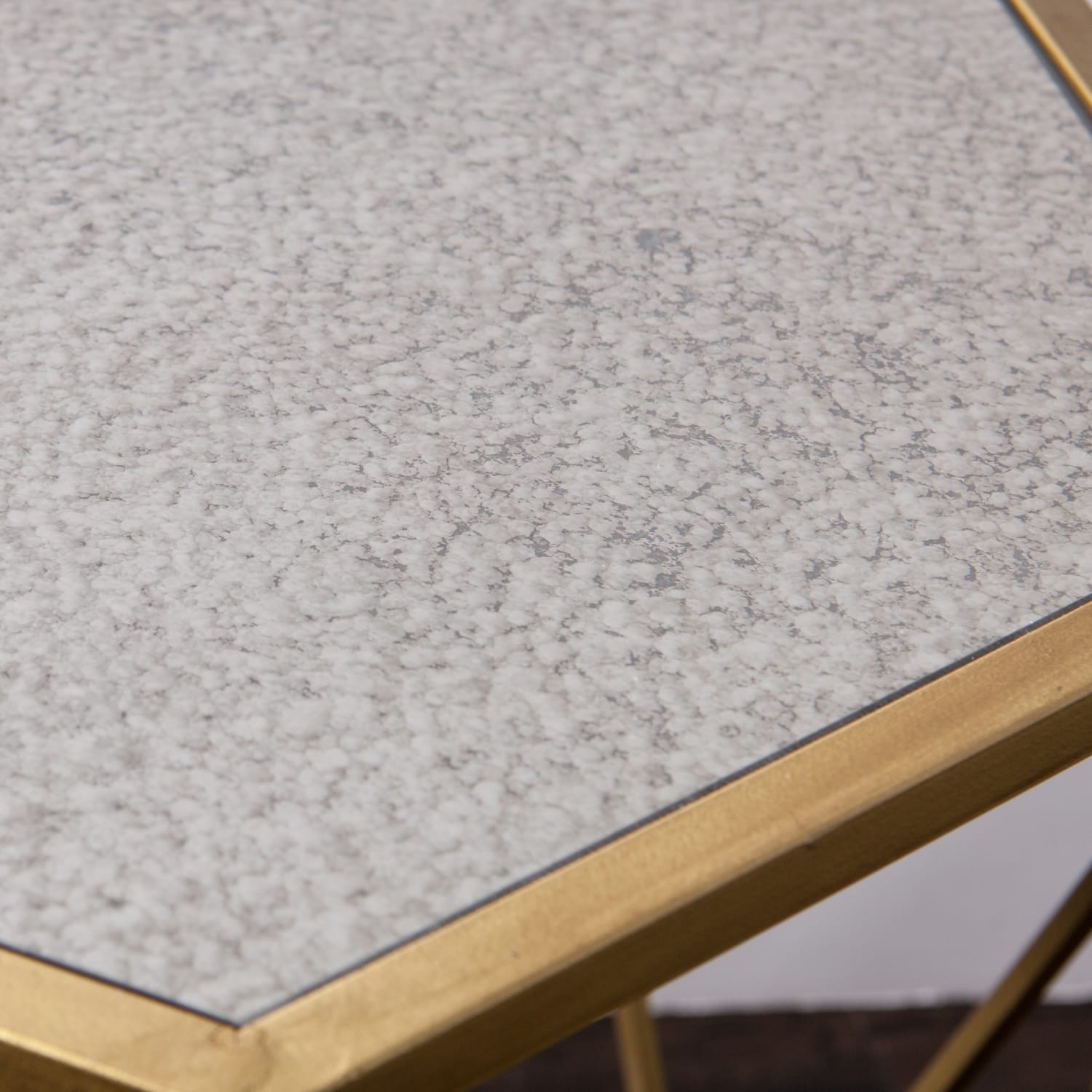 SEI Furniture Joelle Geometric Accent Table, Polygonal, Soft Gold - Image 3