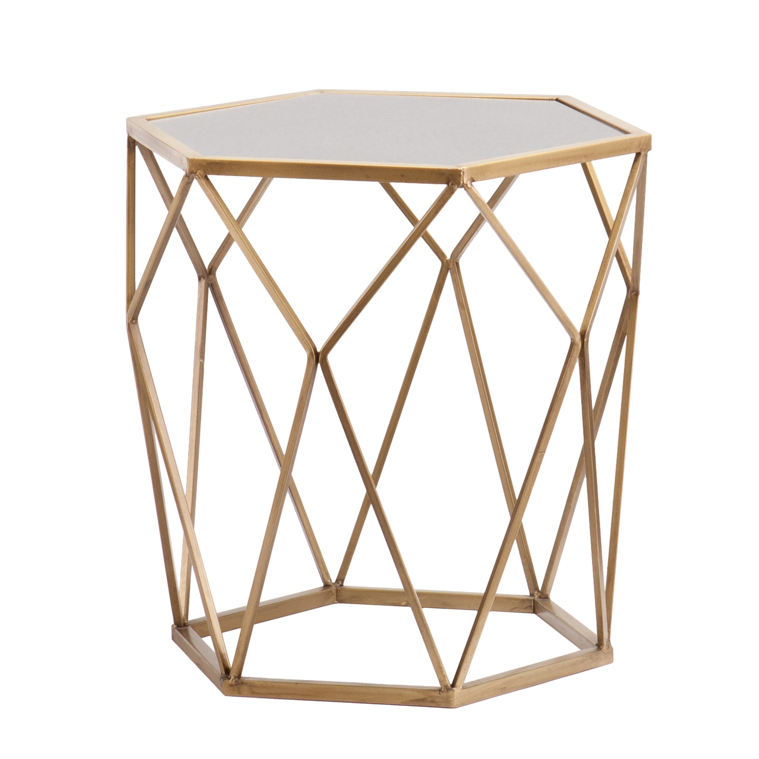 SEI Furniture Joelle Geometric Accent Table, Polygonal, Soft Gold - Image 4
