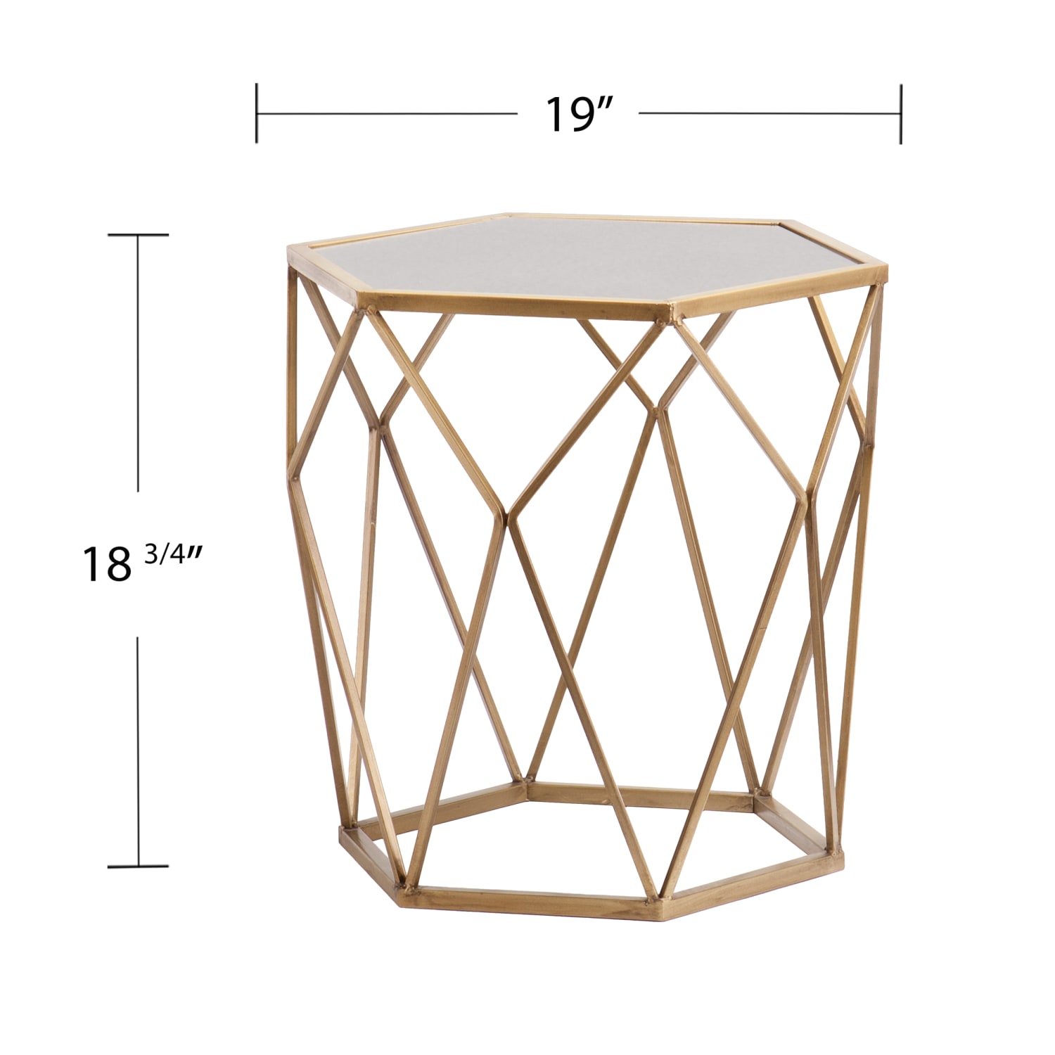 SEI Furniture Joelle Geometric Accent Table, Polygonal, Soft Gold - Image 6