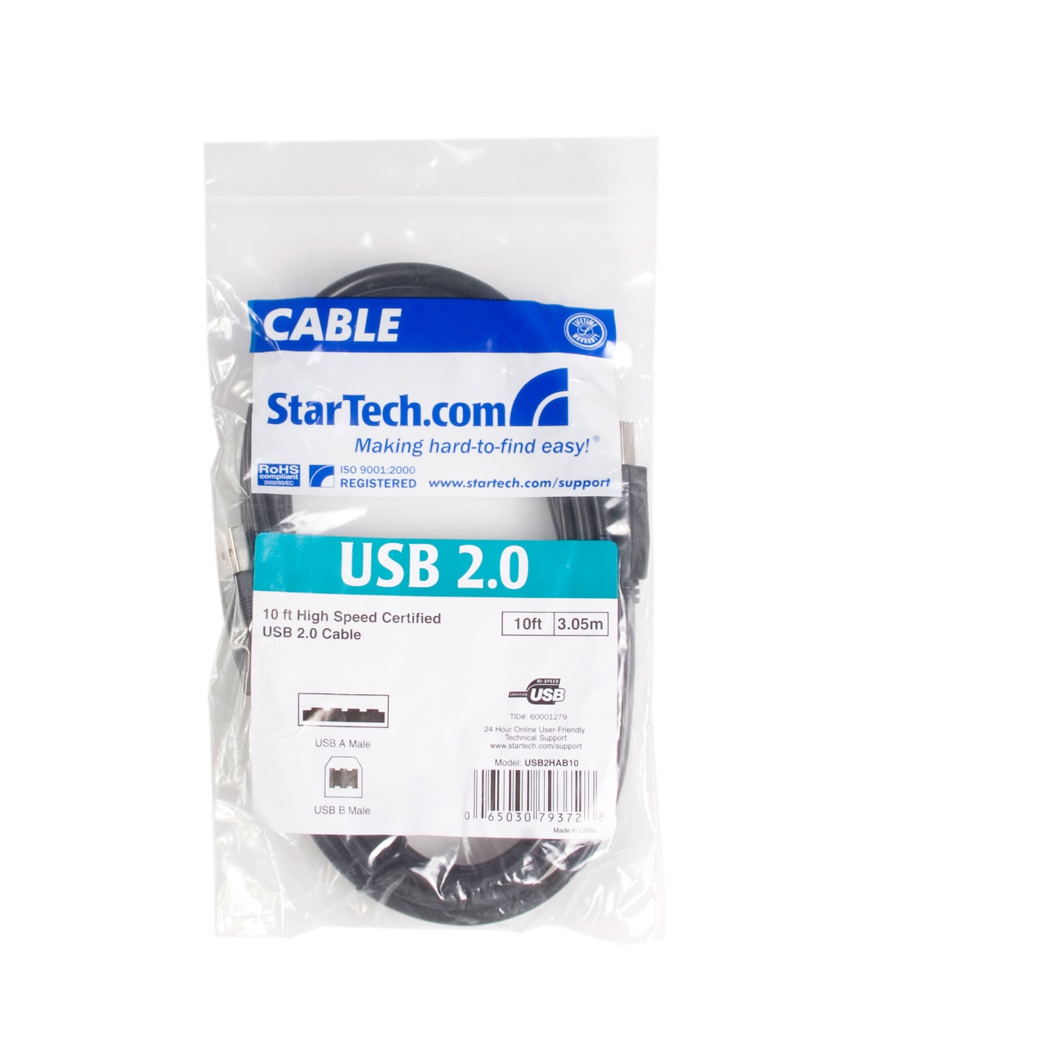 StarTech.com High Speed Certified USB 2.0 - USB cable - 4 pin USB Type A (M) - 4 pin USB Type B (M) - 3 m ( USB / Hi-Speed USB ) - 10ft USB Cable - A to B USB Cable - USB Printer Cable - type A to B USB Cable - A to B USB 2.0 Cable - Image 5