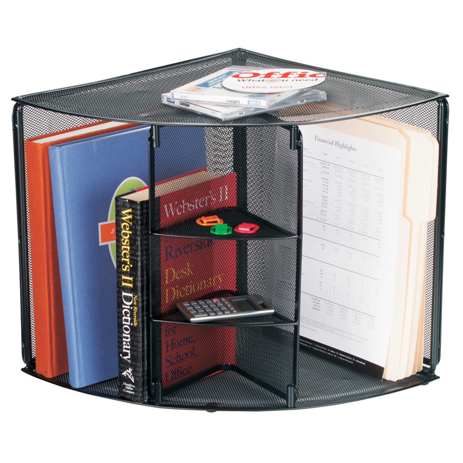Office Depot Brand Mesh Corner Shelf, Black
