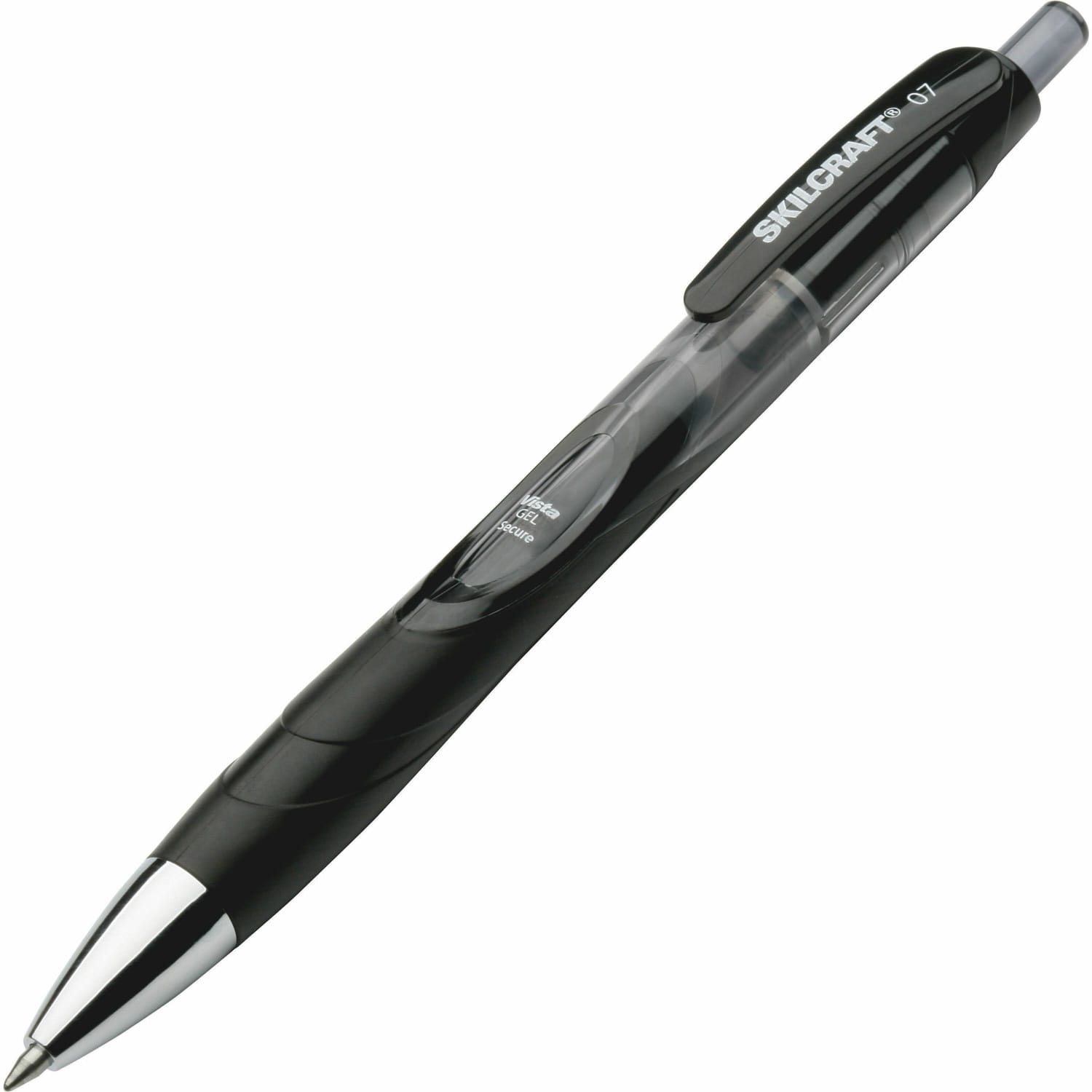 SKILCRAFT Vista Retractable Security Gel Pen, Fine Point, Black Barrel, Black Ink, Pack Of 3 (AbilityOne 7520-01-574-5970) - Image 3