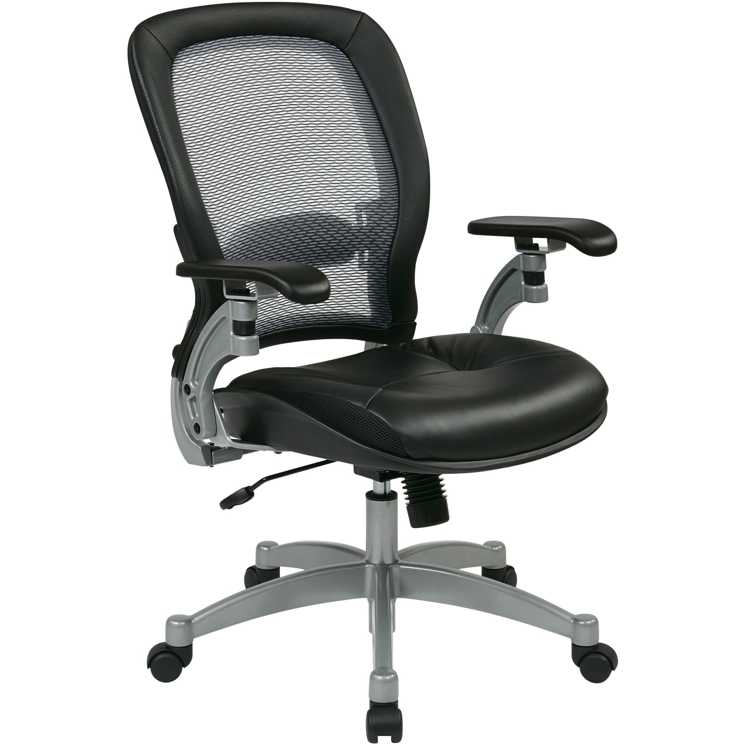 Office Star Professional AirGrid Bonded Leather High Back Chair BlackPlatinum PopularChairscom