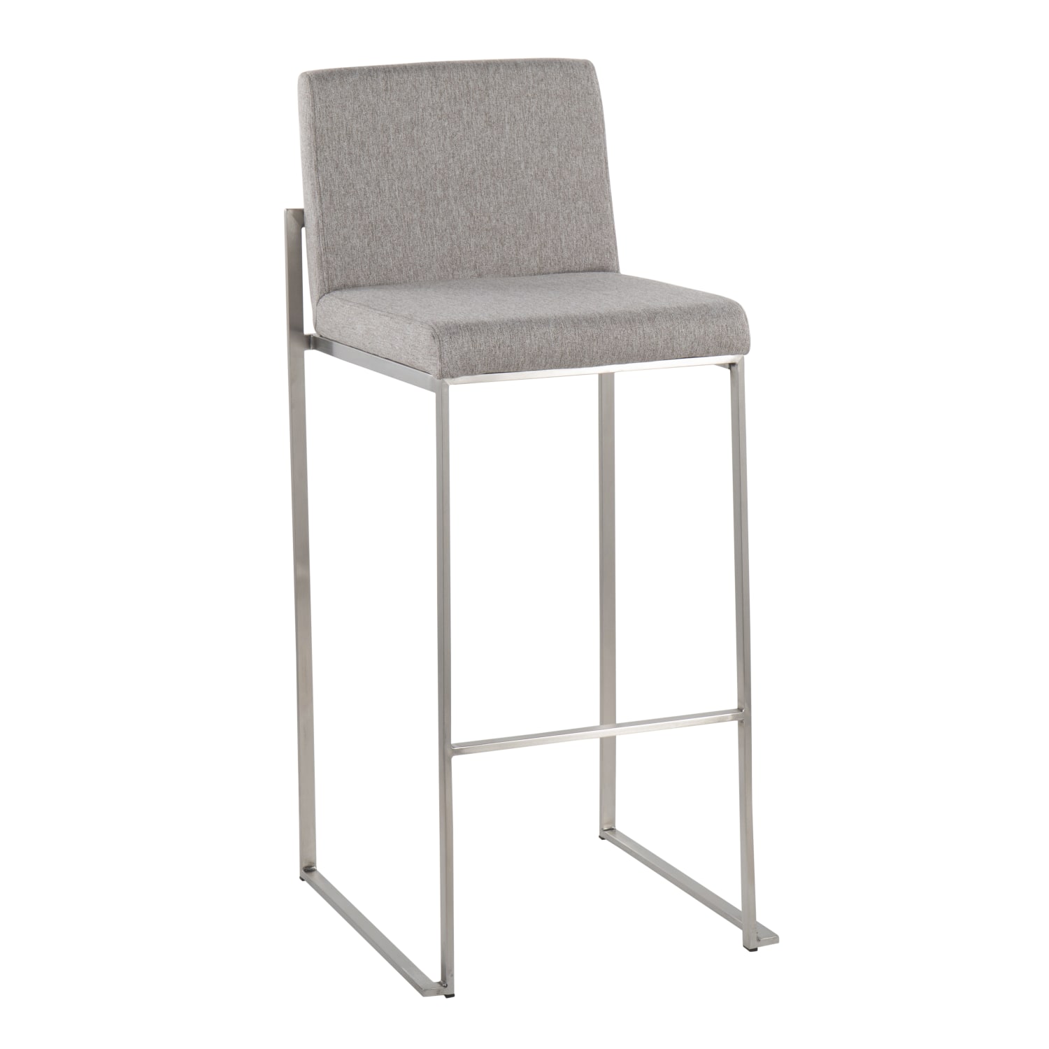 LumiSource Fuji High-Back Bar Stools, Gray/Stainless Steel, Set Of 2 Stools - Image 3