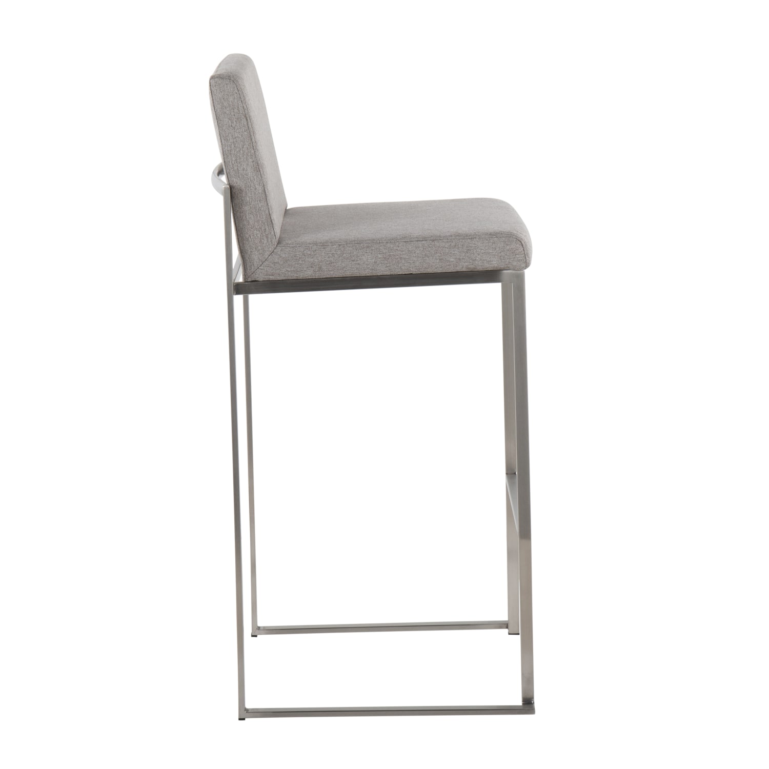 LumiSource Fuji High-Back Bar Stools, Gray/Stainless Steel, Set Of 2 Stools - Image 4
