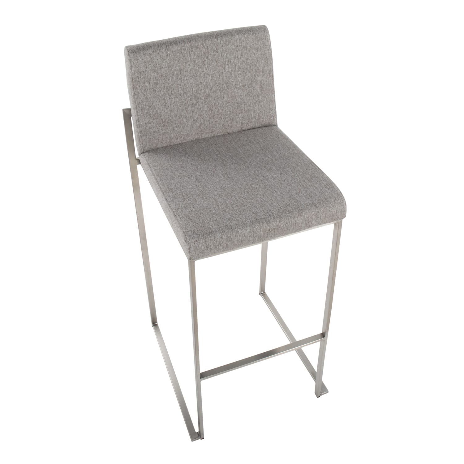 LumiSource Fuji High-Back Bar Stools, Gray/Stainless Steel, Set Of 2 Stools - Image 8