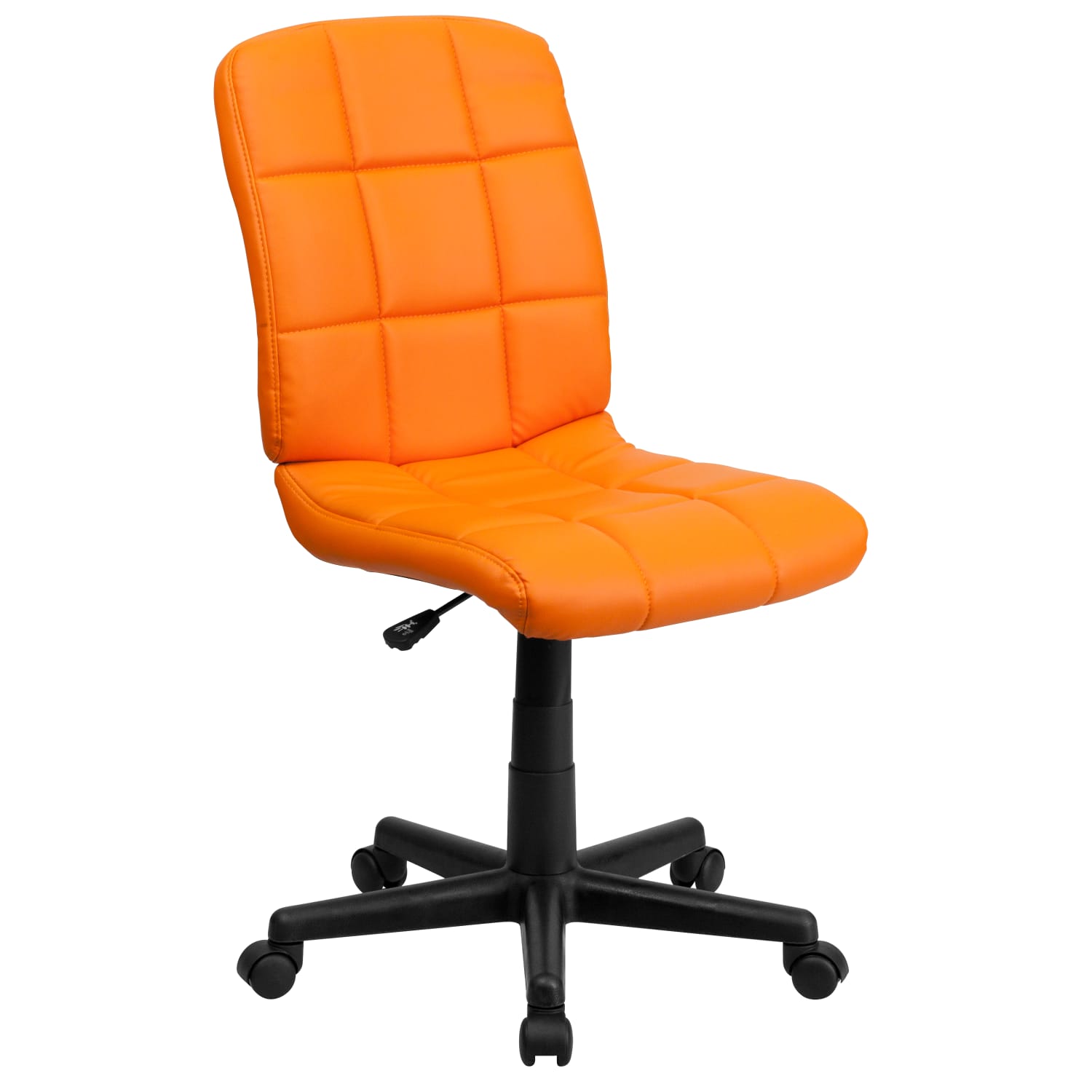 Flash Furniture Quilted Vinyl MidBack Swivel Task Chair OrangeBlack PopularChairscom Flash Furniture Quilted Vinyl Mid Back Swivel Task Chair OrangeBlack PopularChairscom