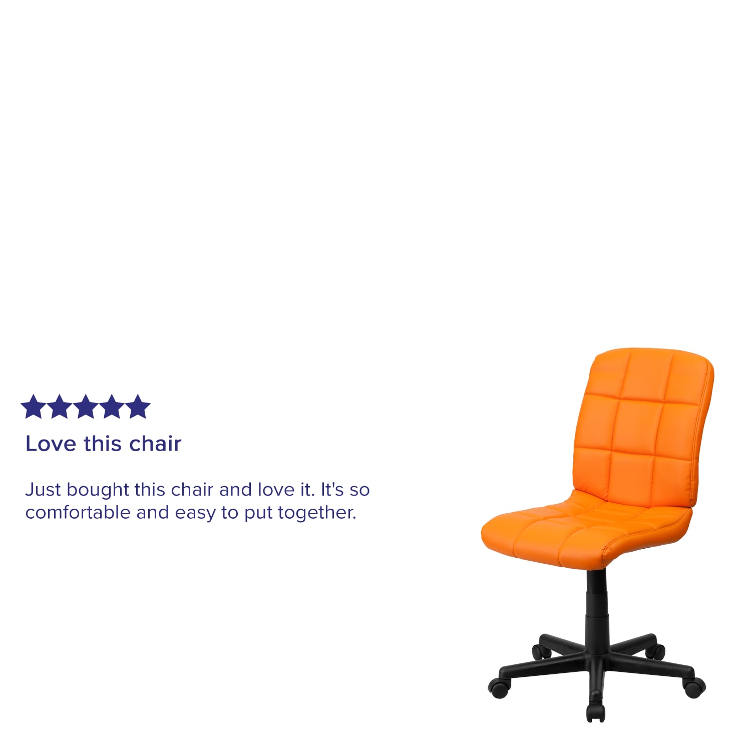 Flash Furniture Quilted Vinyl Mid-Back Swivel Task Chair, Orange/Black - Image 6