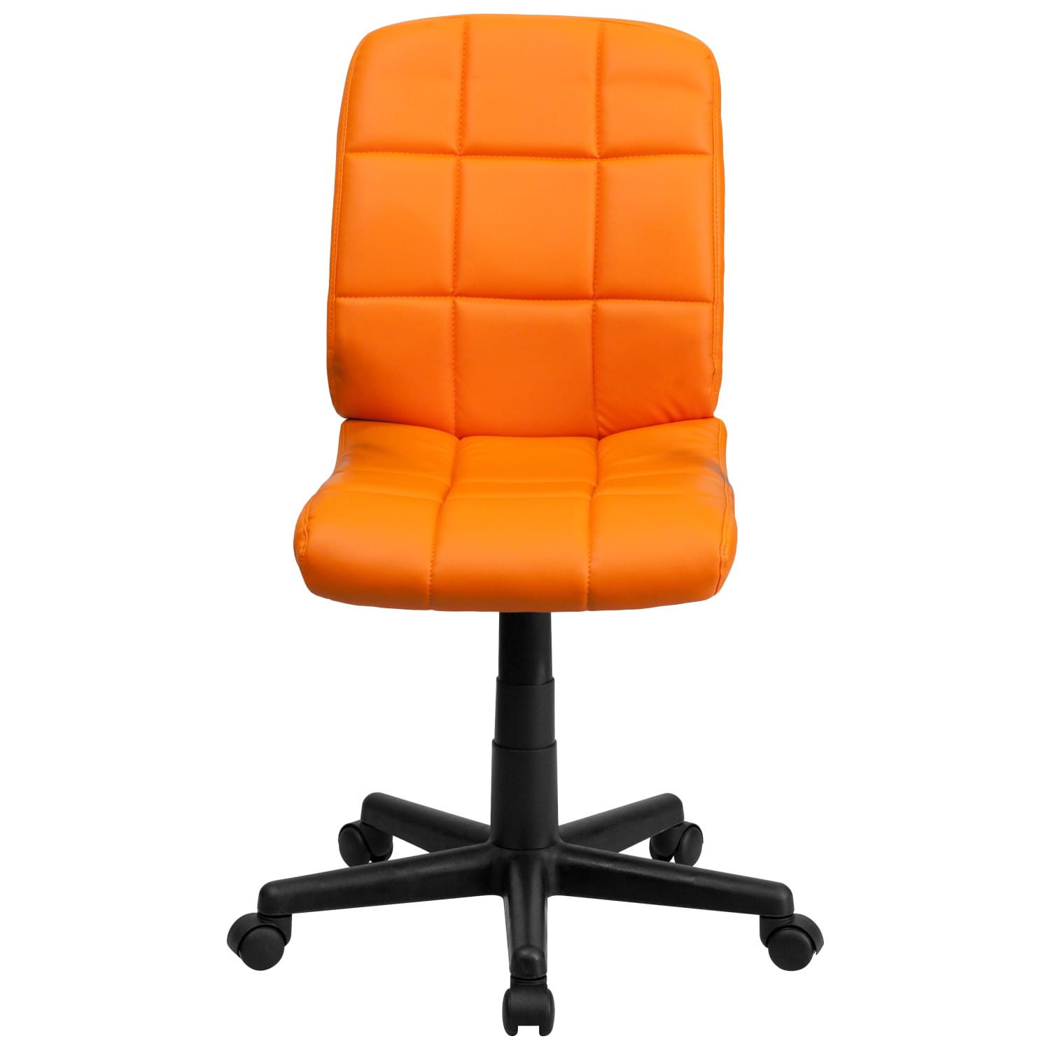 Flash Furniture Quilted Vinyl MidBack Swivel Task Chair OrangeBlack PopularChairscom Flash Furniture Quilted Vinyl Mid Back Swivel Task Chair OrangeBlack PopularChairscom