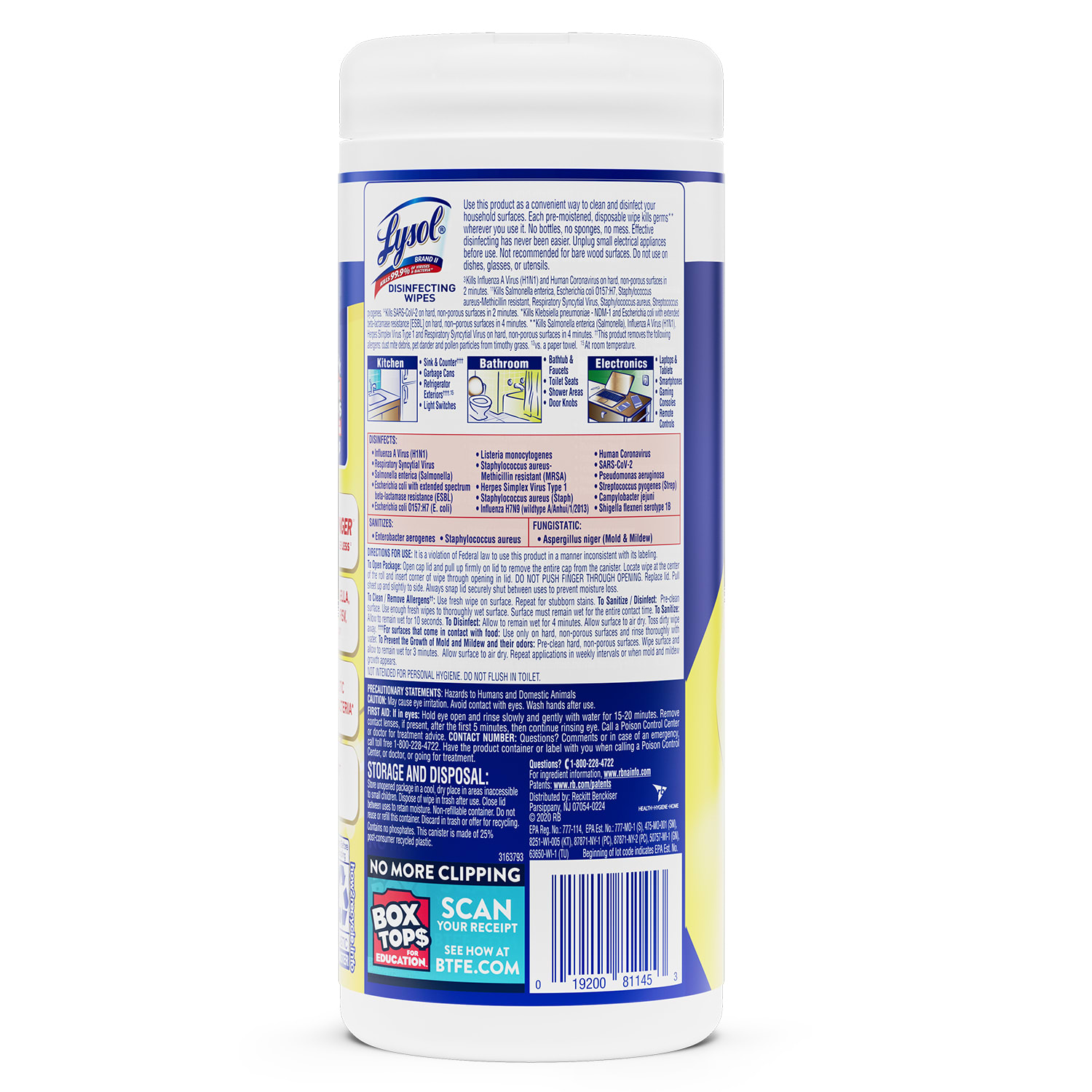 Lysol Disinfecting Wipes, Lemon & Lime Blossom Scent, Tub Of 35 - Image 5