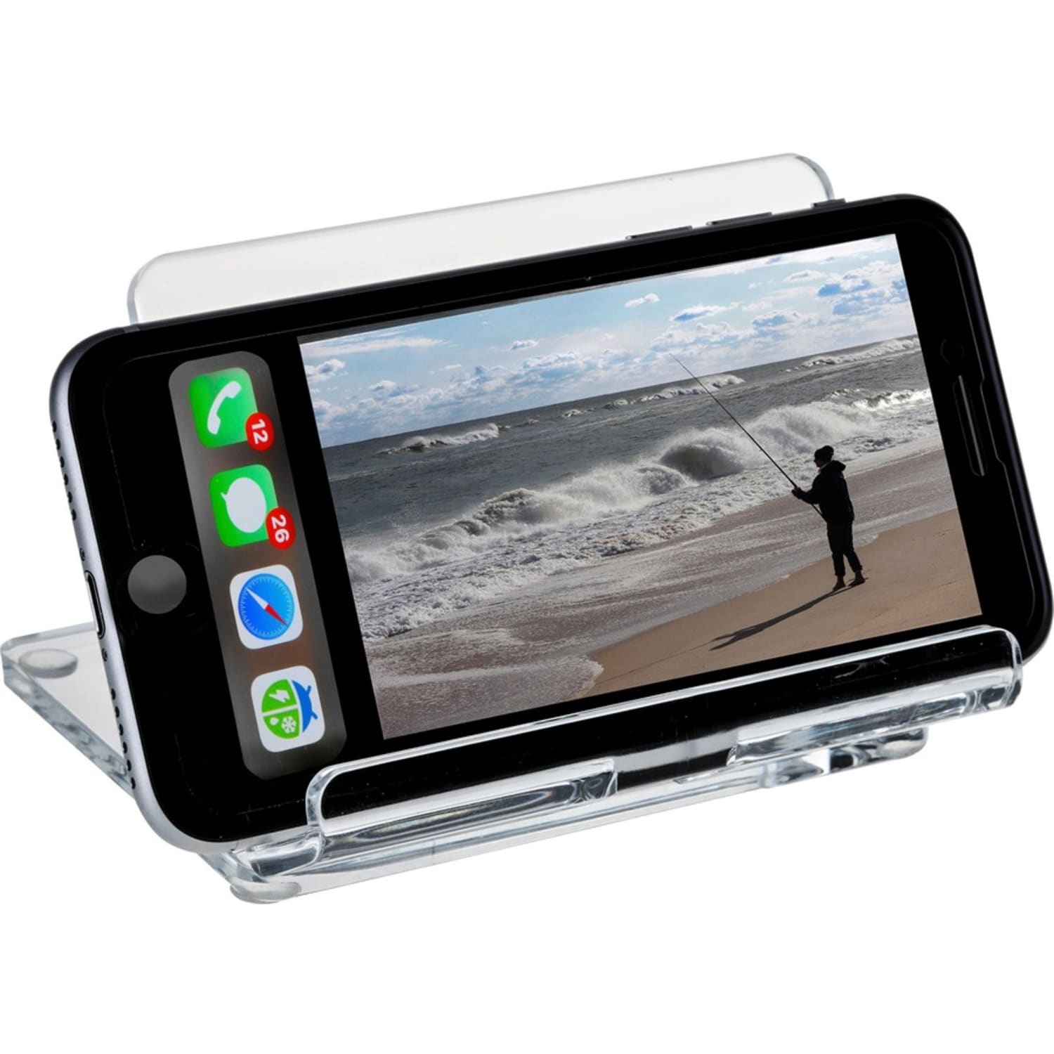 Kantek Mobile Phone Stand - Portrait, Landscape - Acrylic - Clear - Adjustable Angle, Foldable, Non-skid Feet - 1 Each - Image 5
