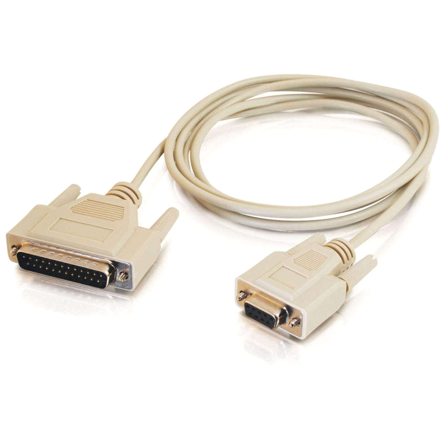 C2G 6ft DB25 Male to DB9 Female Null Modem Cable - DB-25 Male - DB-9 Female - 6ft - Beige - Image 4