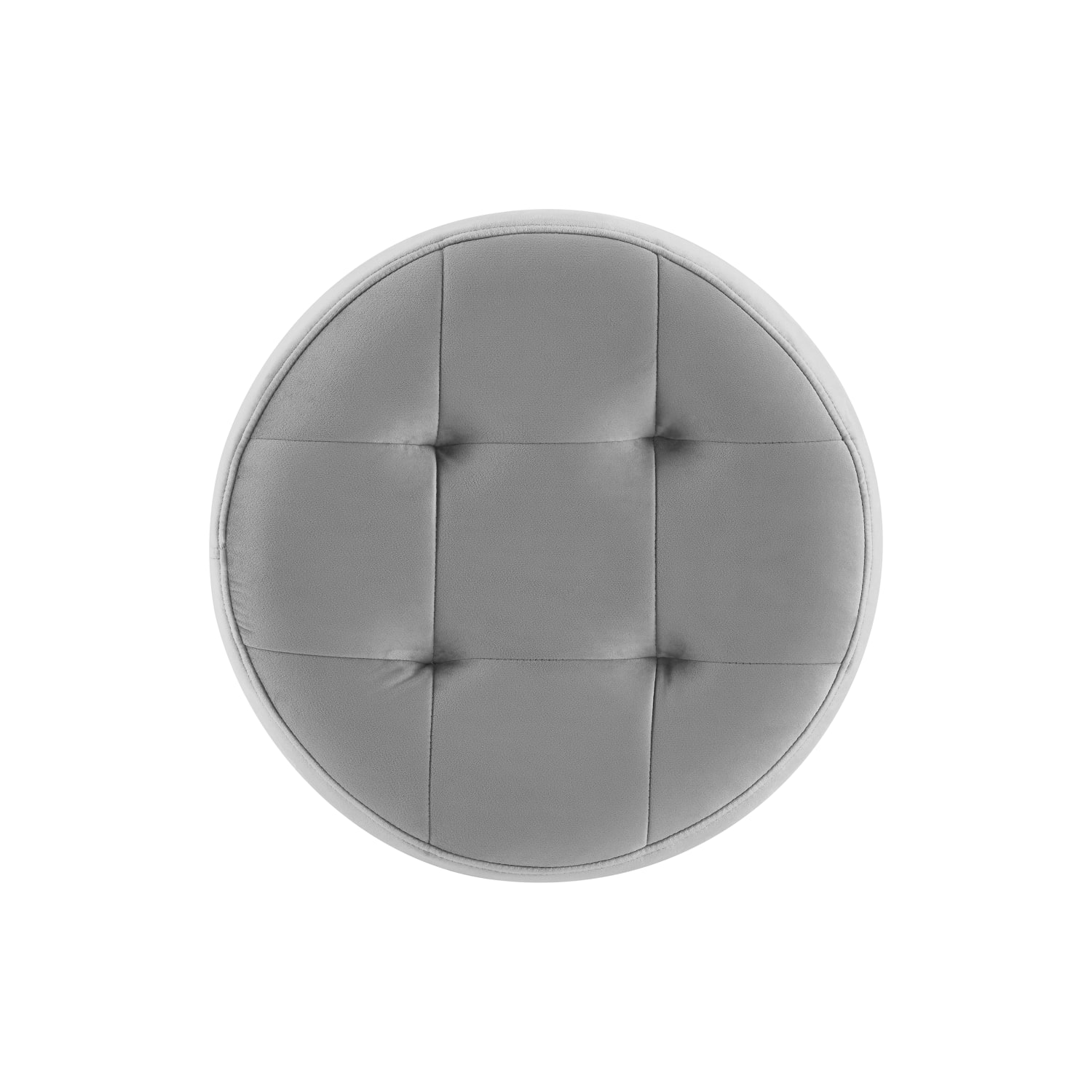 Linon Emaline Faux Leather Swivel Ottoman, 19-1/4inH x 16-1/2inW x 16-1/2inD, Gray - Image 3