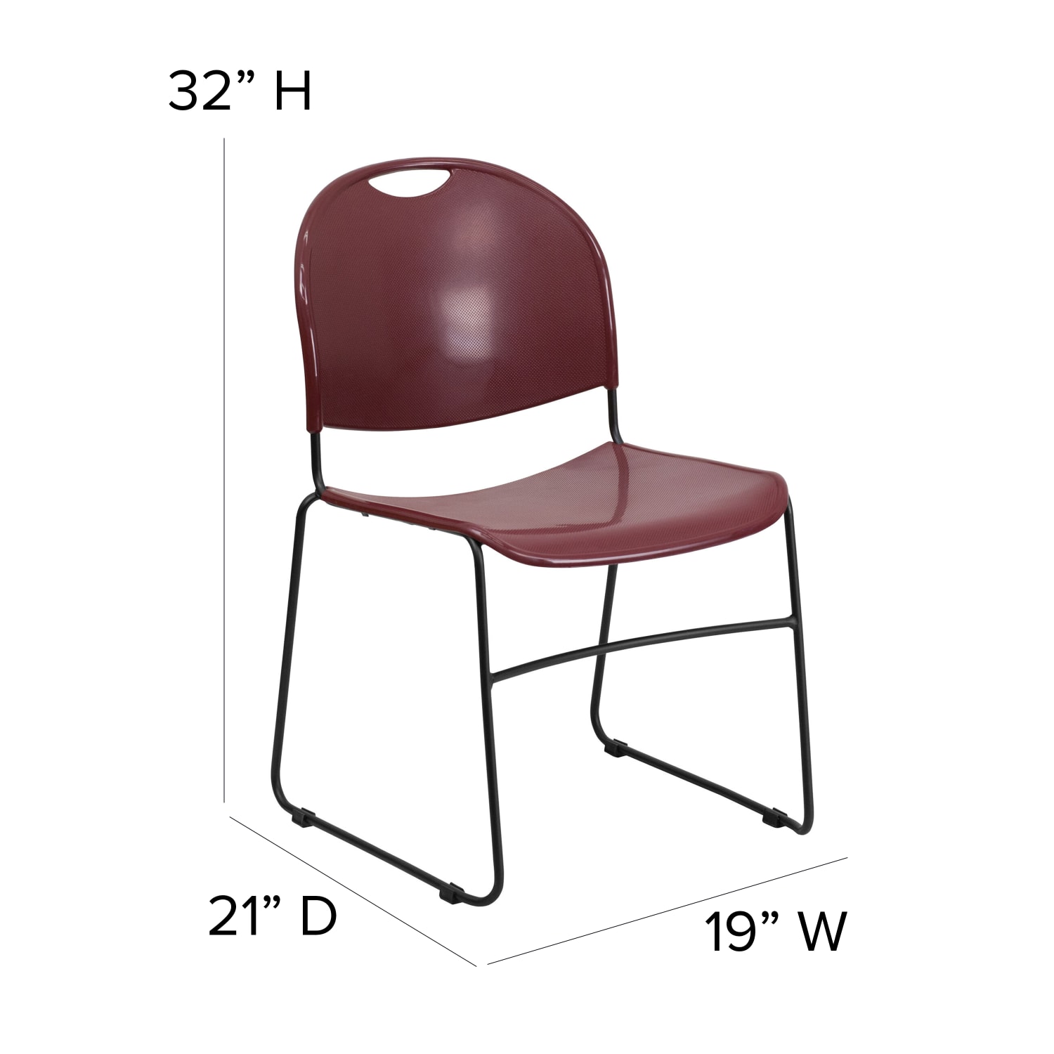 Flash Furniture HERCULES Plastic Ultra-Compact Stack Chair, Burgundy Plastic/Black Frame - Image 5