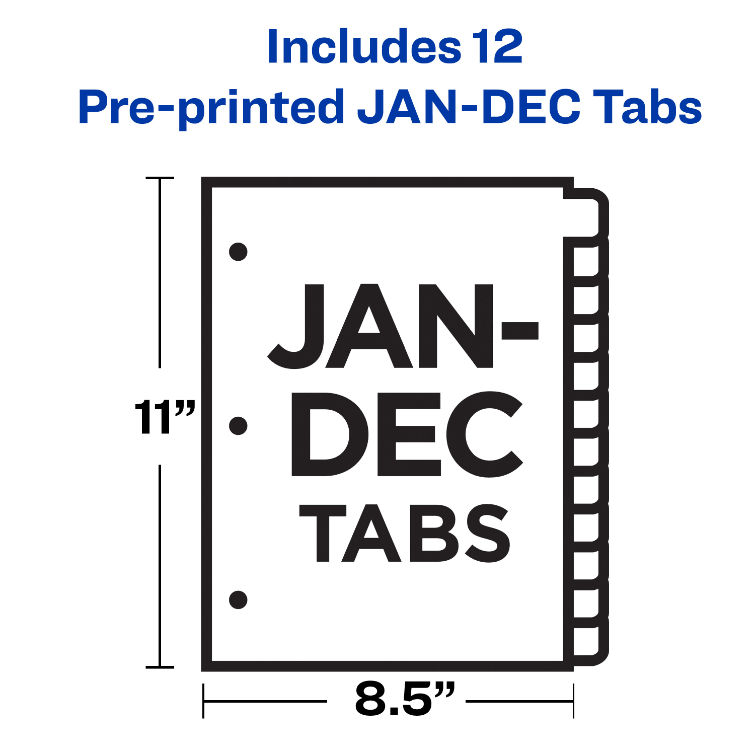 Avery Jan-Dec Dividers For 3 Ring Binders, 8-1/2in x 11in, 12-Tab Set, Pre-Printed Black Leatherette Tabs, 1 Binder Divider Set (11351) - Image 6