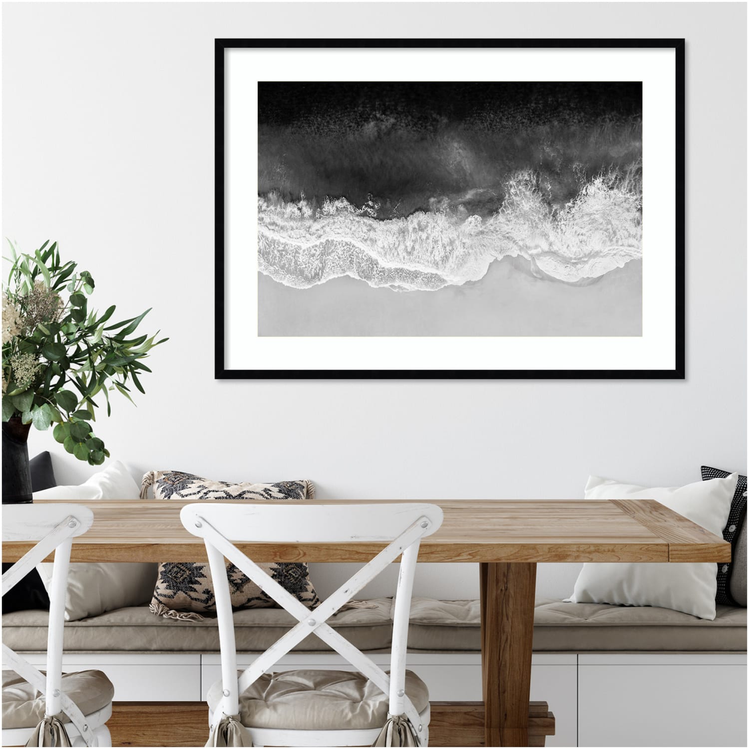 Amanti Art Waves In Black And White by Maggie Olsen Wood Framed Wall Art Print, 41inW x 30inH, Black - Image 3
