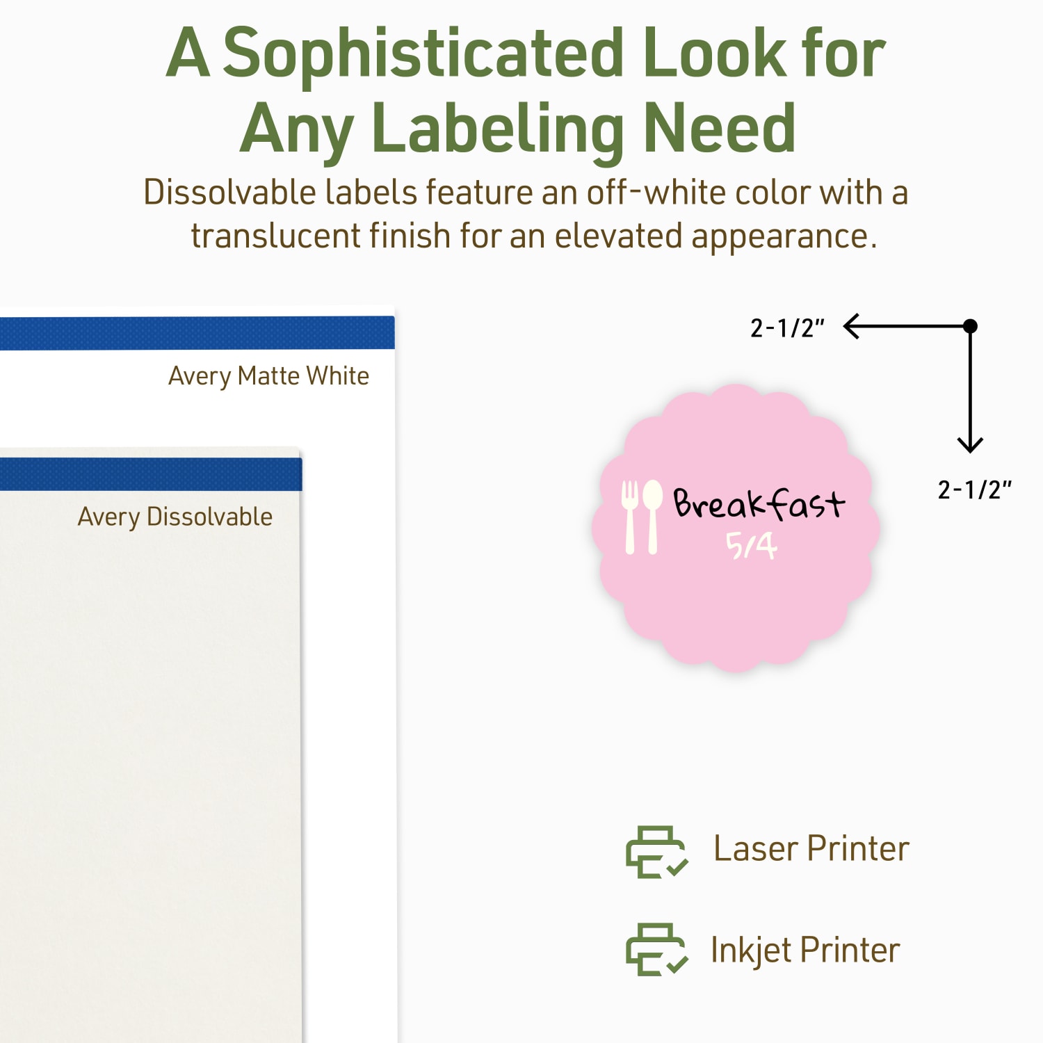 Avery Print-to-the-Edge Dissolvable Labels With Sure Feed Technology, 94516-DWMP10, Round Scalloped, 2-1/2in, Matte Off-White, Pack Of 90 - Image 5