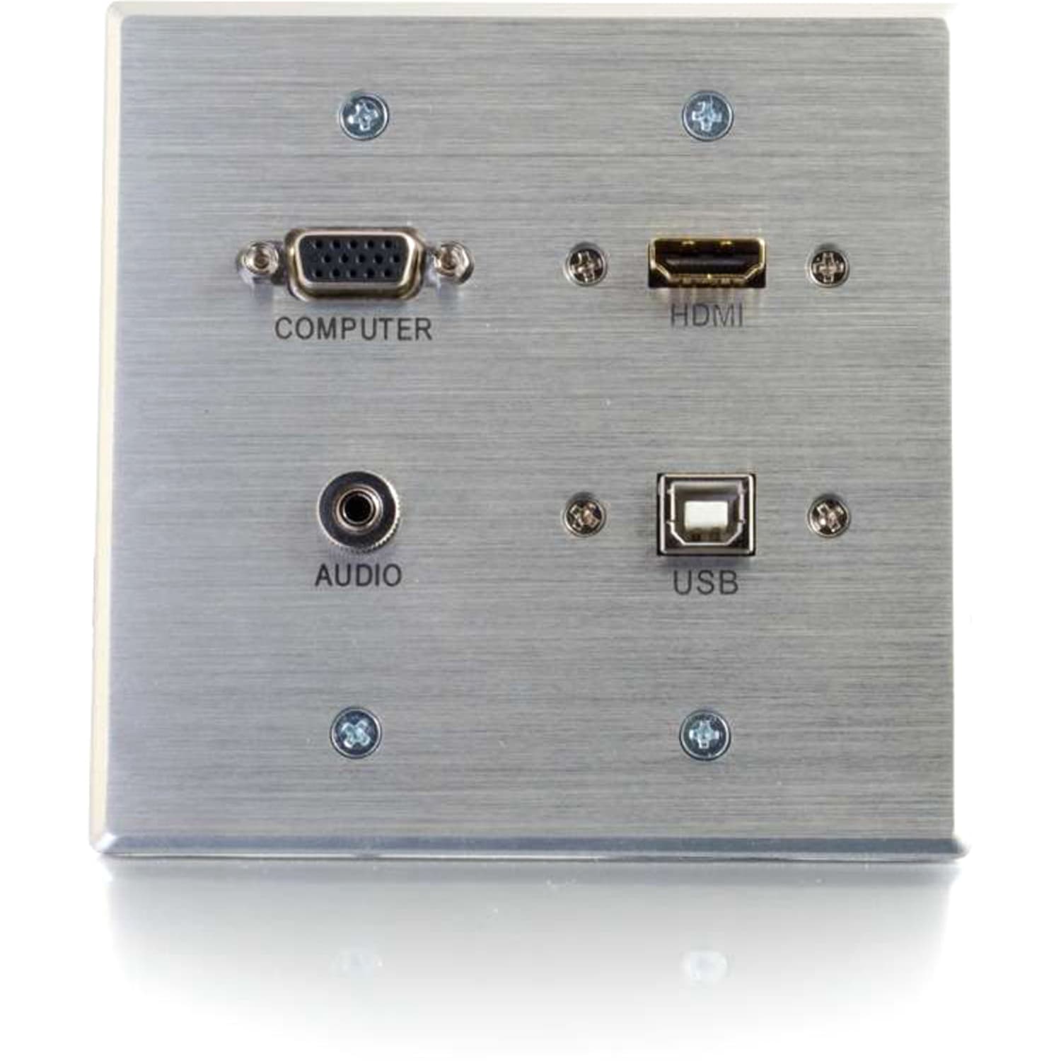 C2G HDMI, VGA, 3.5mm Audio and USB Pass Through Wall Plate - Double Gang - 2-gang - Aluminum - 1x HDMI Port(s) - 39703 - Image 3