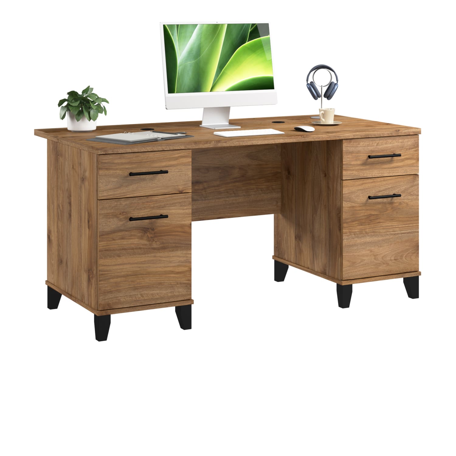 Bush Business Furniture Somerset 60inW Office Computer Desk With Drawers, Fresh Walnut, Standard Delivery - Image 3