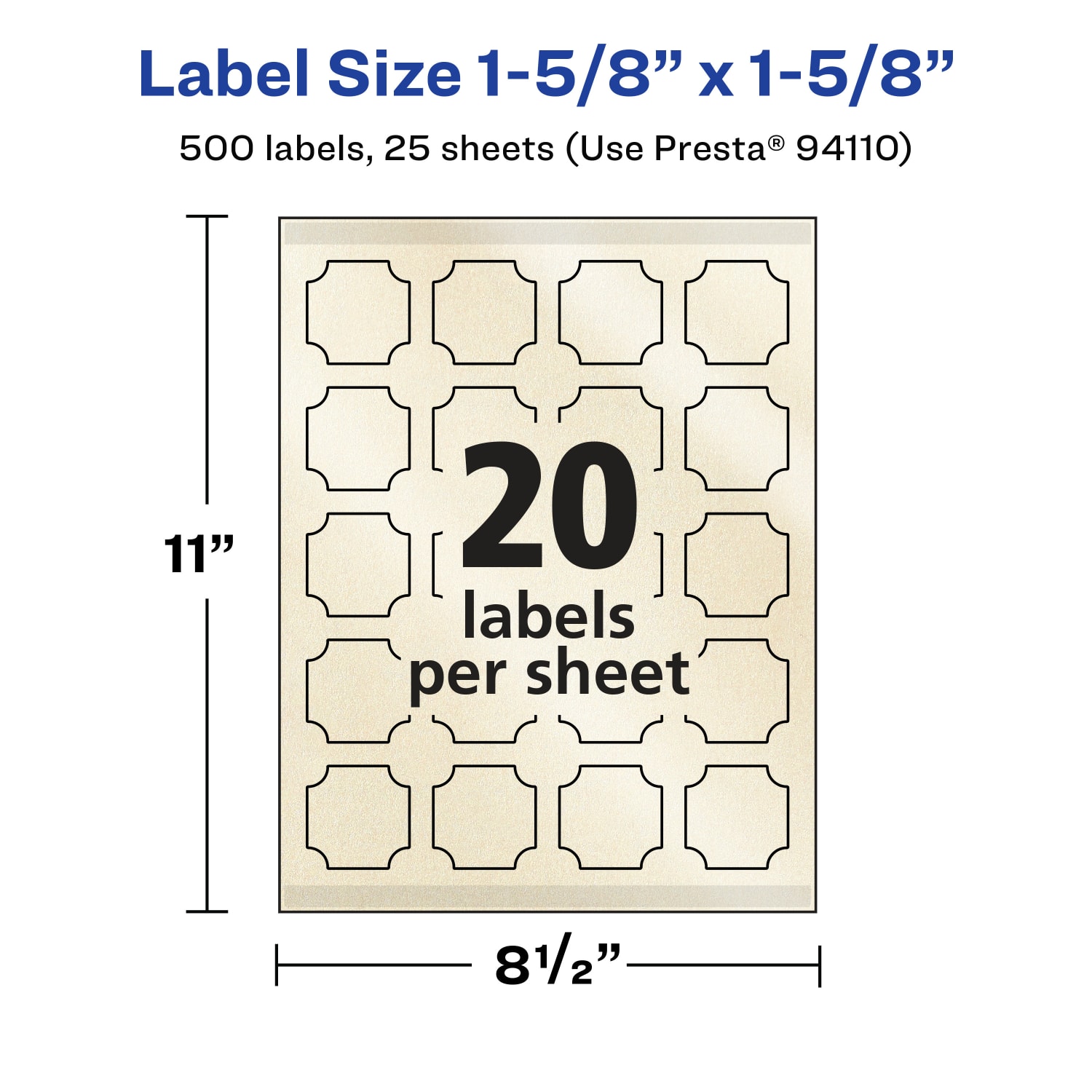 Avery Pearlized Permanent Labels With Sure Feed, 94110-PIP25, Square Scalloped, 1-5/8in x 1-5/8in, Ivory, Pack Of 500 Labels - Image 6