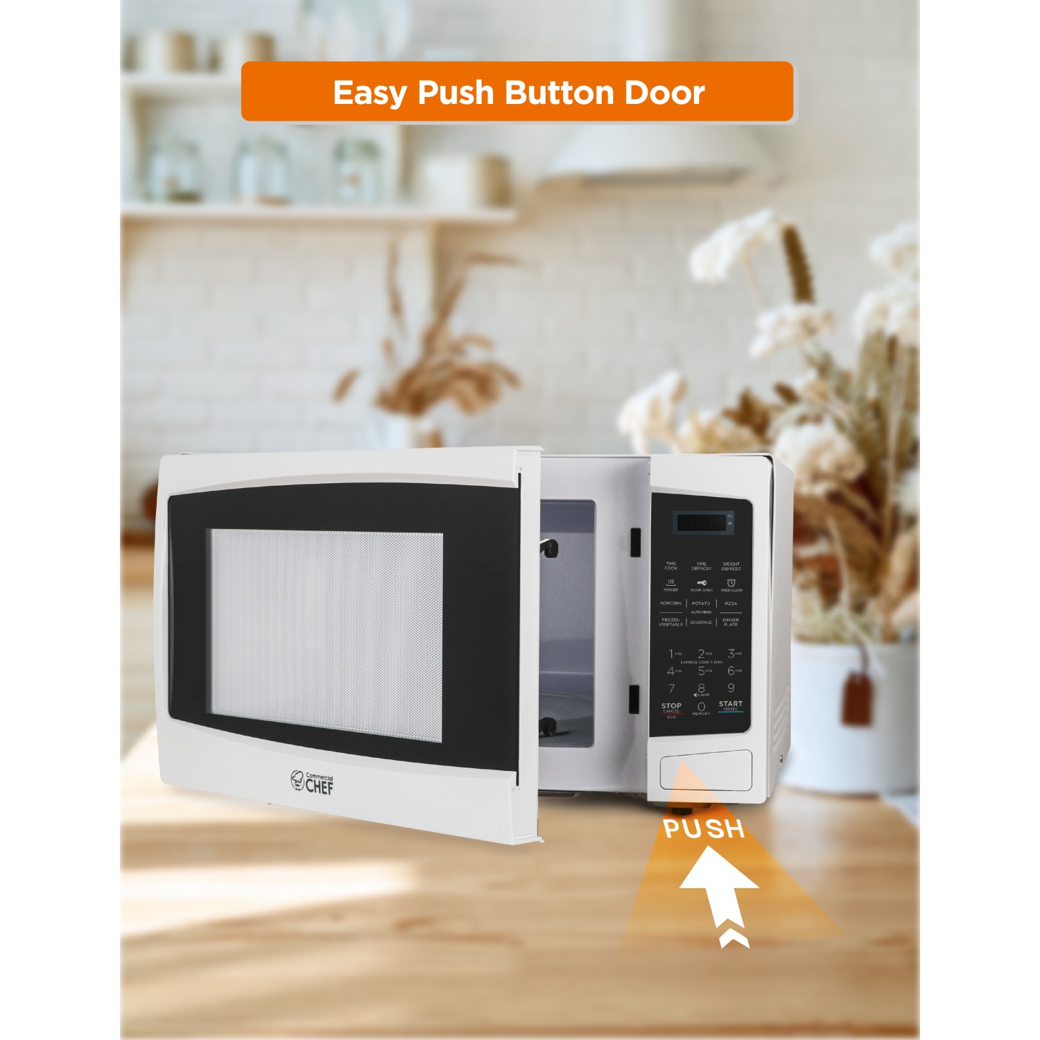 Commercial Chef 1.1 Cu. Ft. 1000W Countertop Microwave Oven, White - Image 6