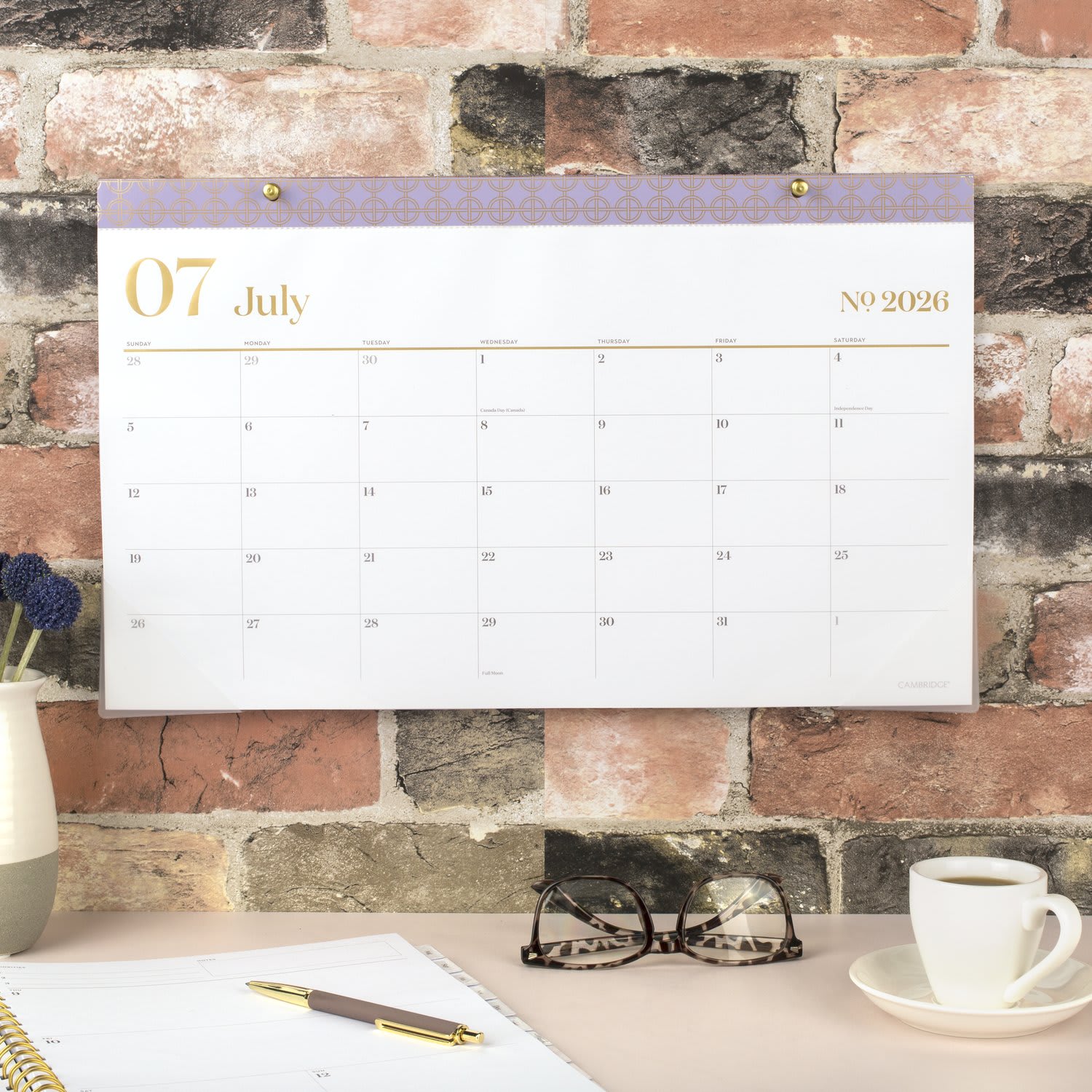 Mead Cambridge WorkStyle Academic 2026-2027 Monthly Desk Pad Calendar, Misty Lavender, Compact, 17 3/4in x 11in - Image 5